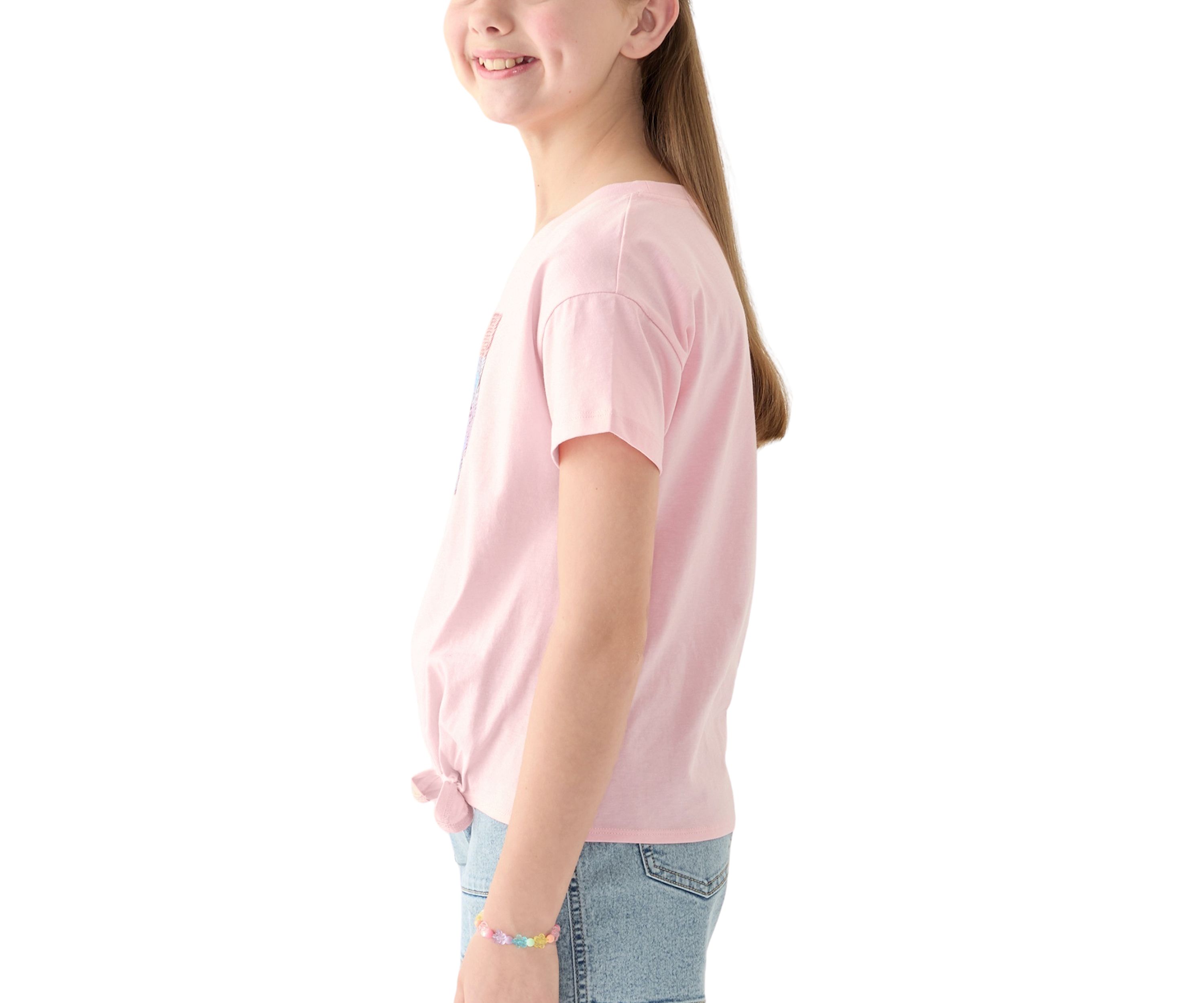 Girls 7-16 Sequin Side Tie Short Sleeve T-Shirt