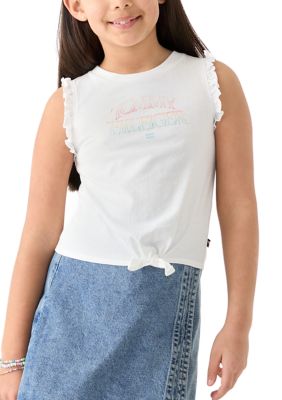 Tommy Hilfiger Girls 7-16 Sleeveless Ruffle T-Shirt, White, 12 - 14