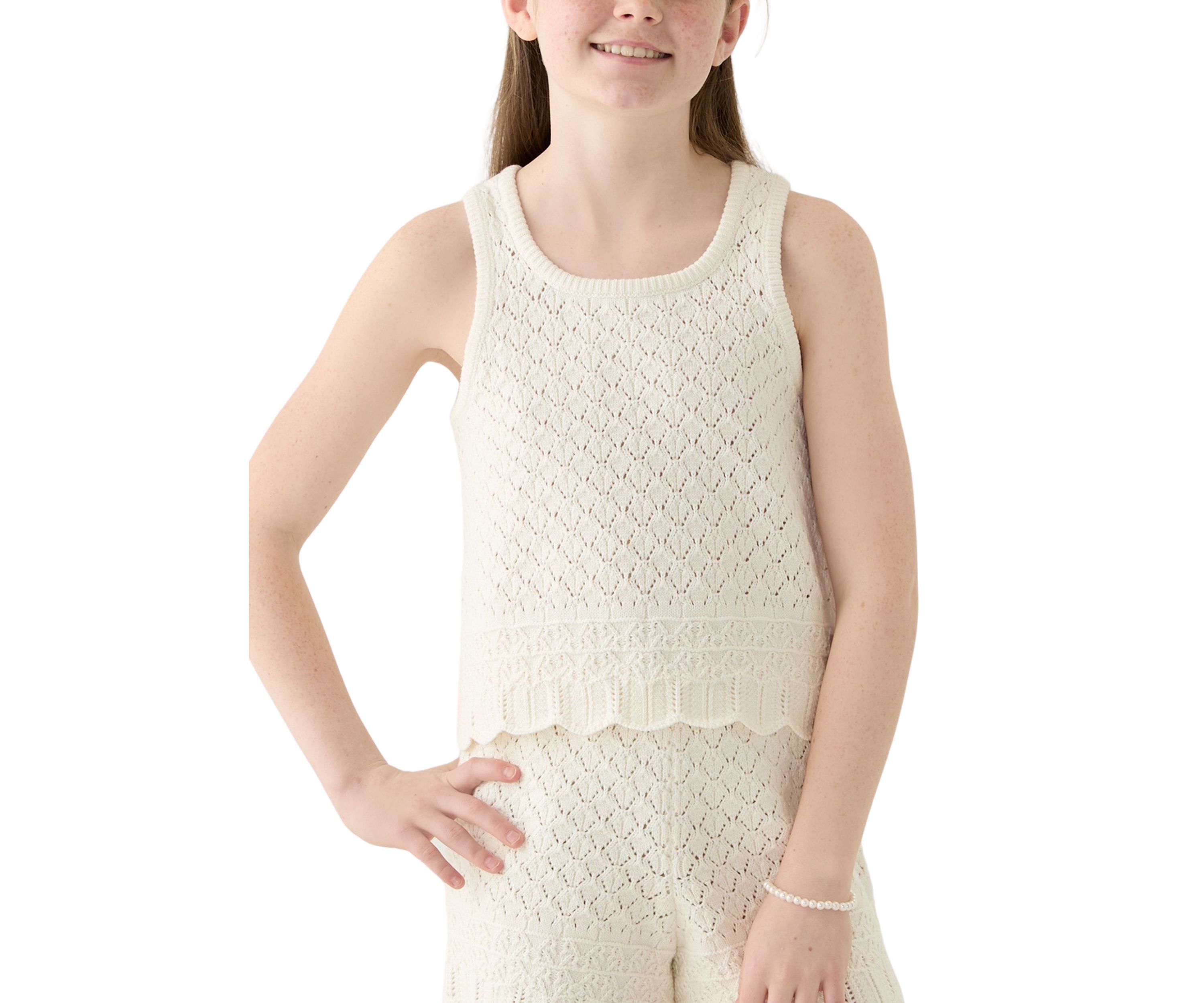 Girls 7-16 Crochet Sweater Tank Top