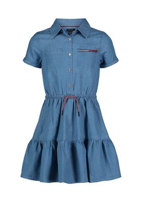hilfiger denim shirt dress Tommy Hilfiger Chambray Tiered Popover Shirtdress, Medium Benson, 8 at  Amazon Women's Clothing store