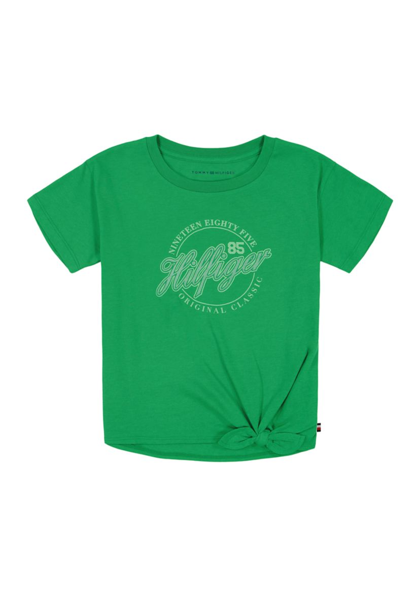 Girls 7-16 Script Logo Graphic Twist Front T-Shirt