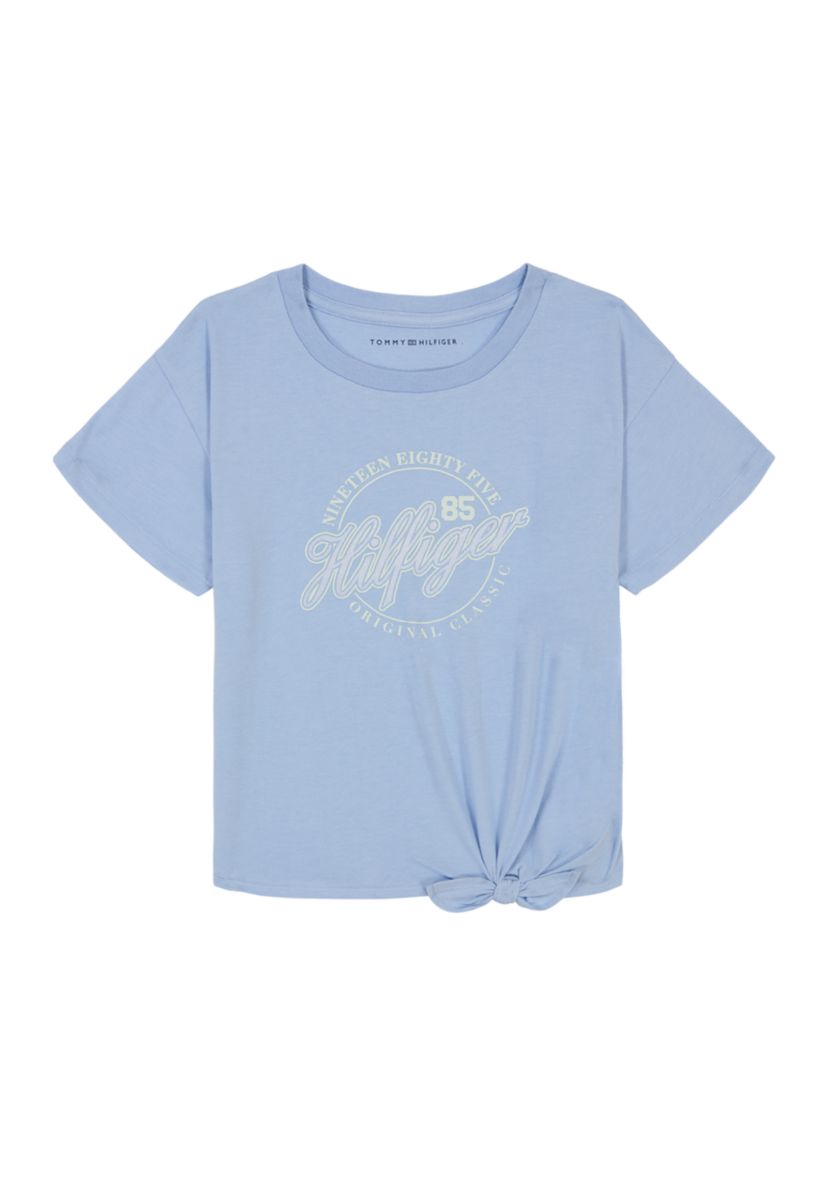 Girls 7-16 Script Logo Graphic Twist Front T-Shirt