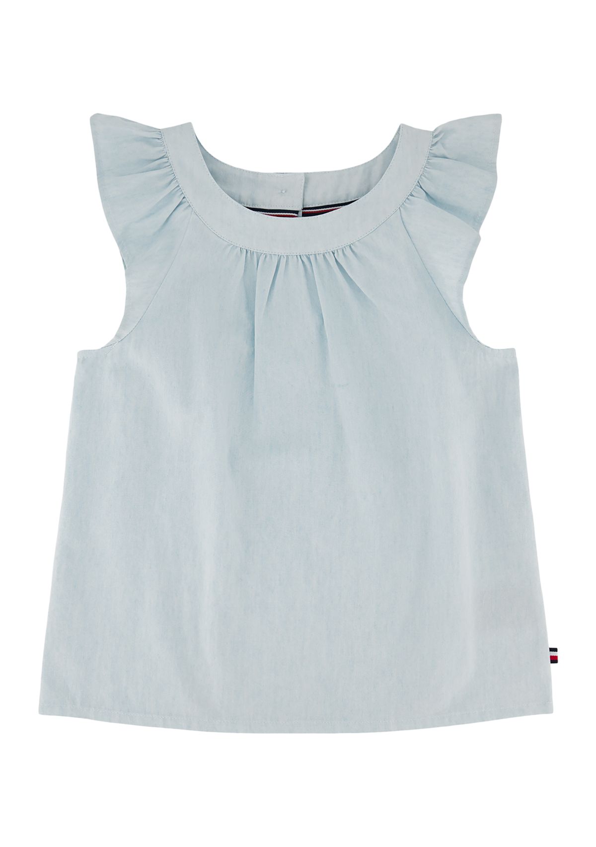 Girls 7-16 Short Sleeve Denim Top