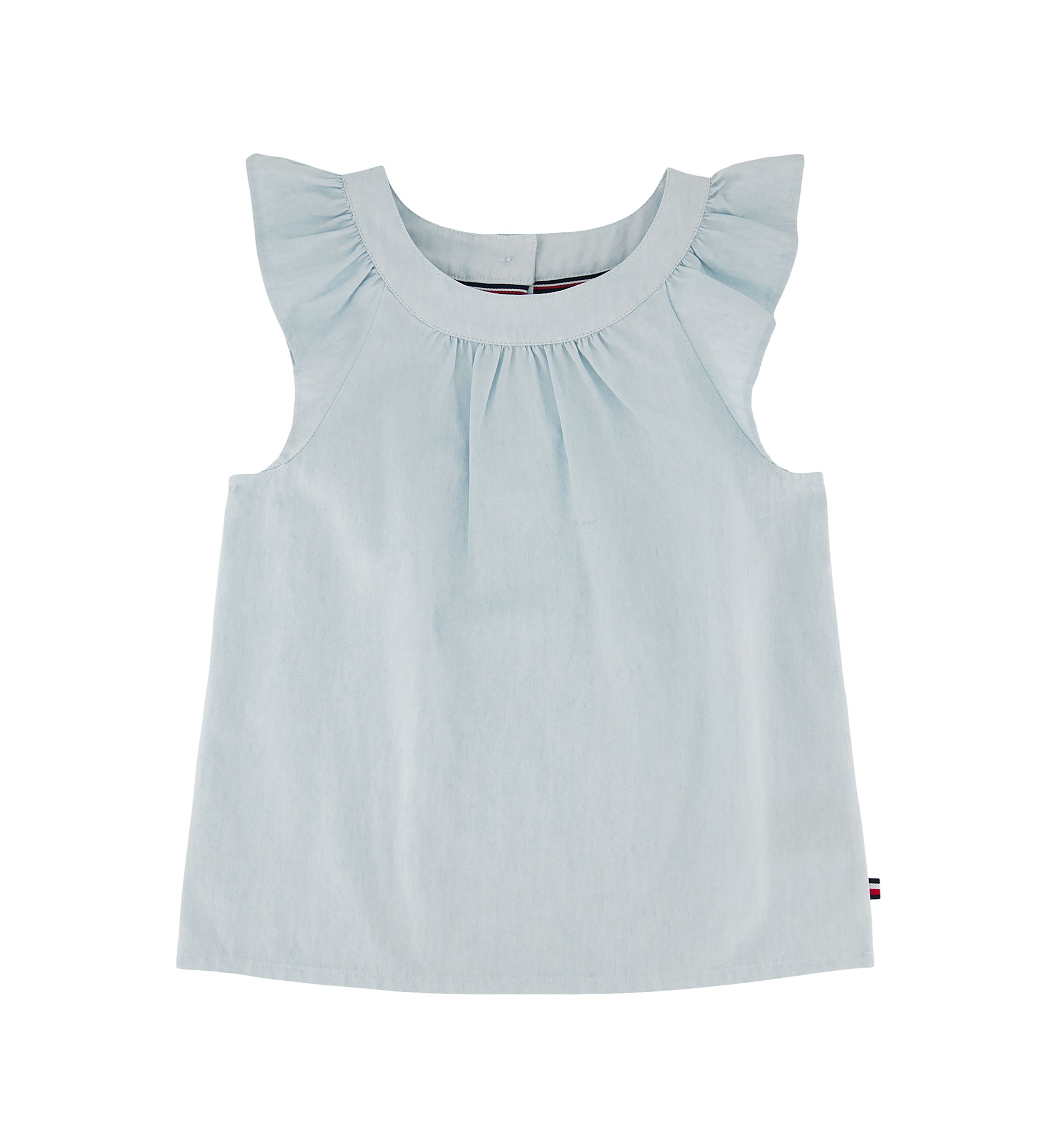 Girls 7-16 Short Sleeve Denim Top
