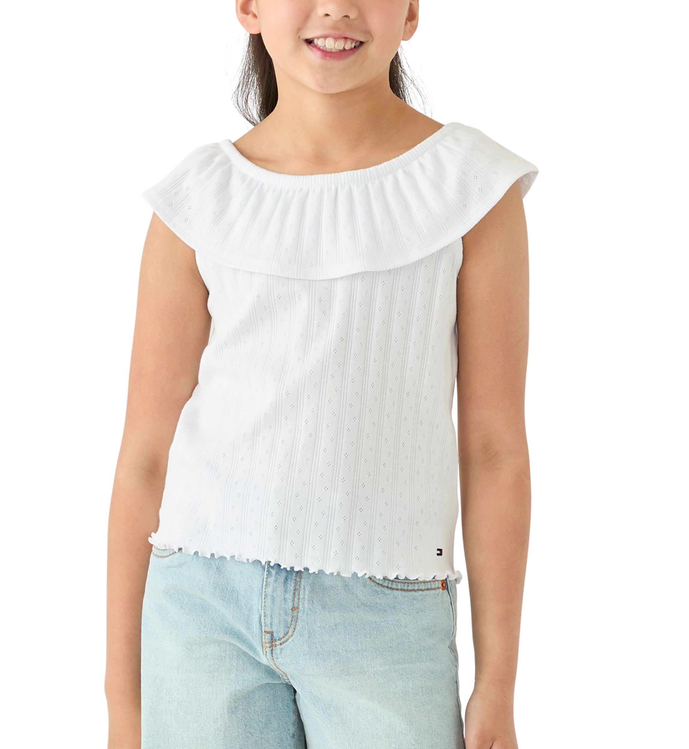 Girls 7-16 Pointelle Ruffle Top 