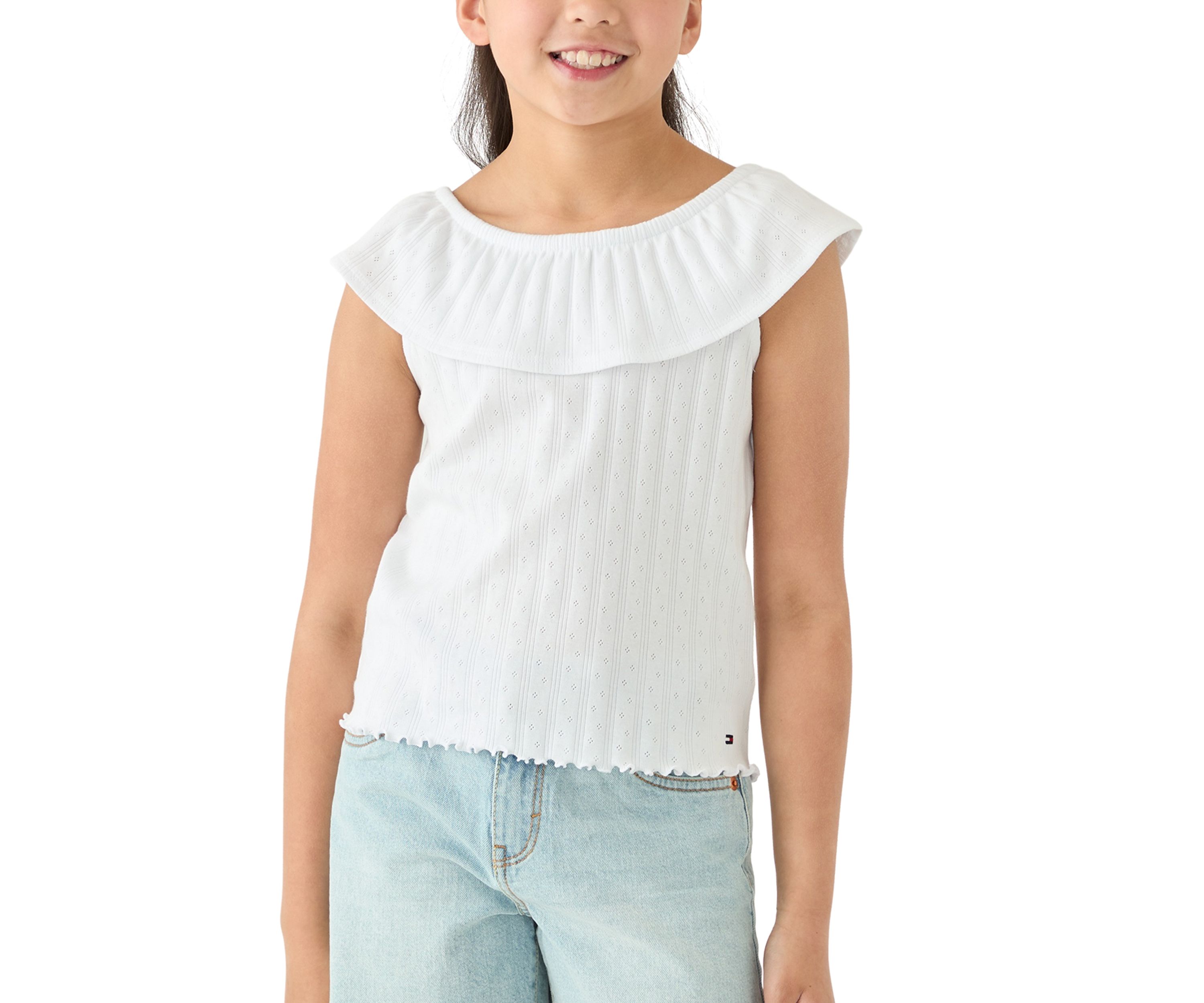 Girls 7-16 Pointelle Ruffle Top 
