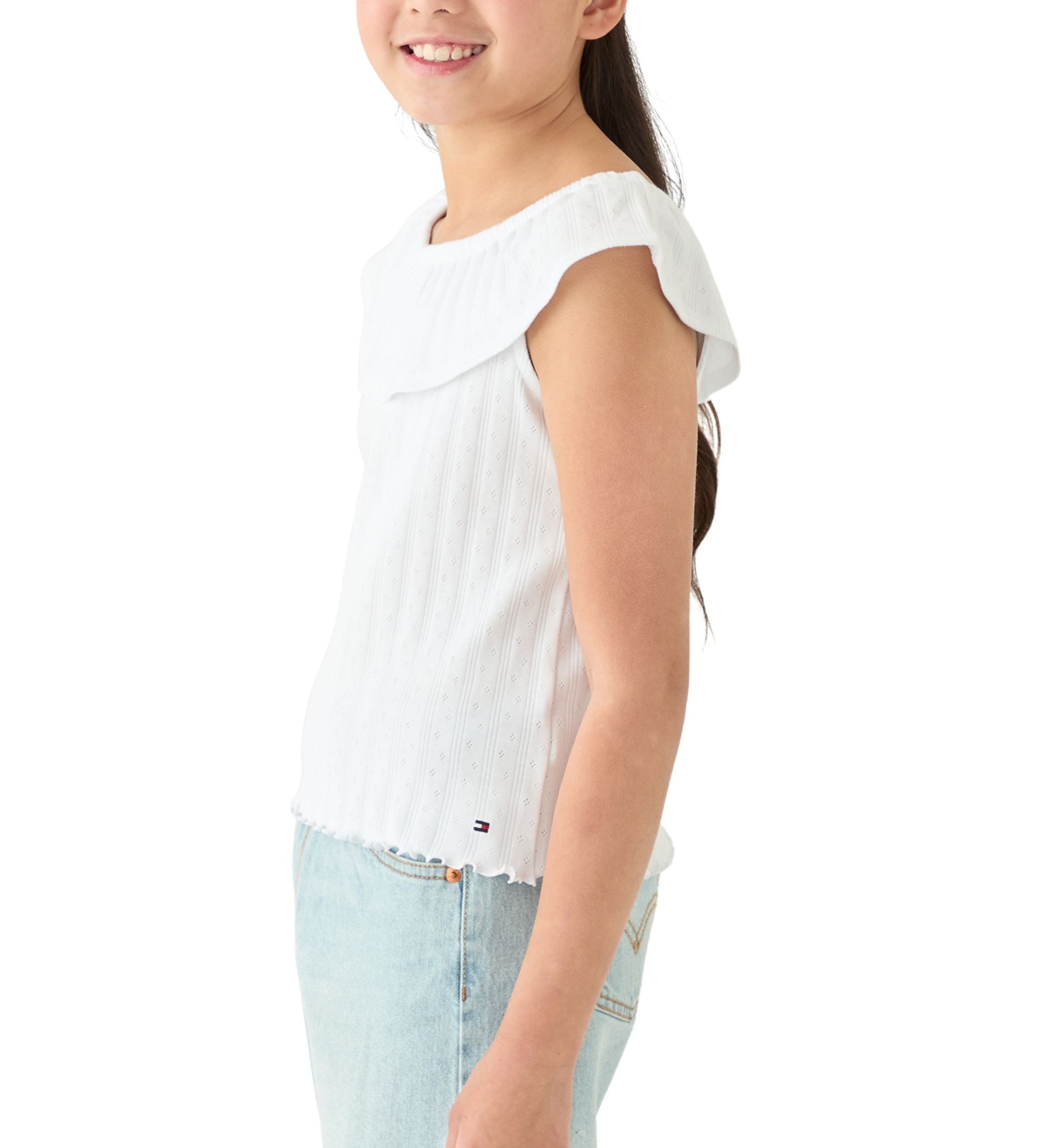 Girls 7-16 Pointelle Ruffle Top 