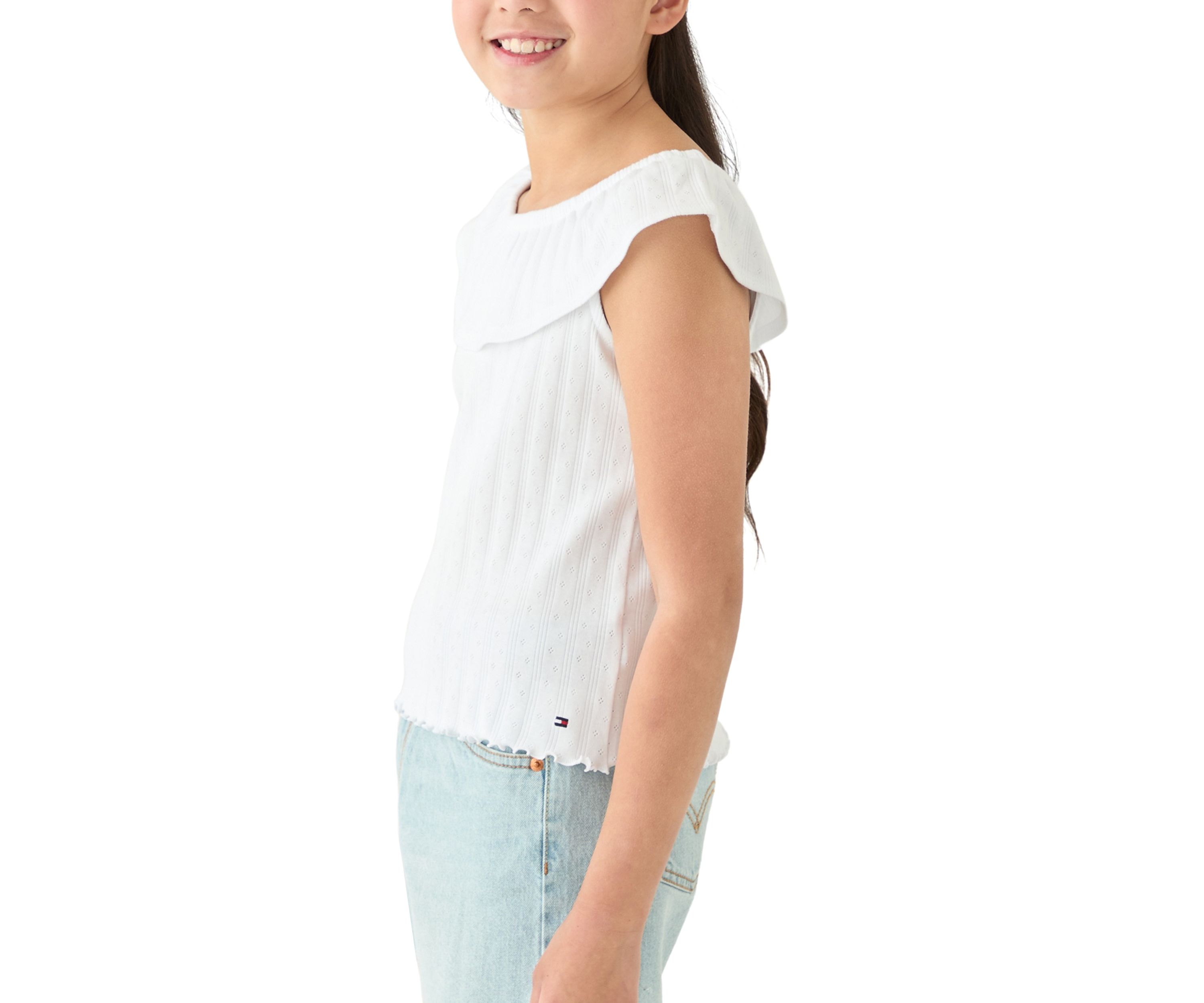 Girls 7-16 Pointelle Ruffle Top 