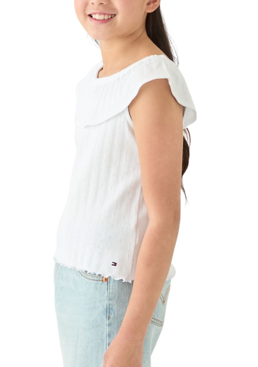Girls 7-16 Pointelle Ruffle Top 
