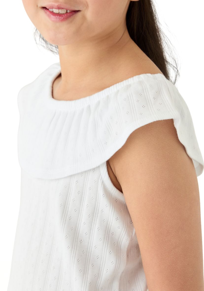 Girls 7-16 Pointelle Ruffle Top 