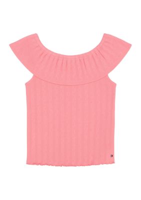 Tommy Hilfiger Girls 7-16 Sleeveless Ruffle Top, Pink