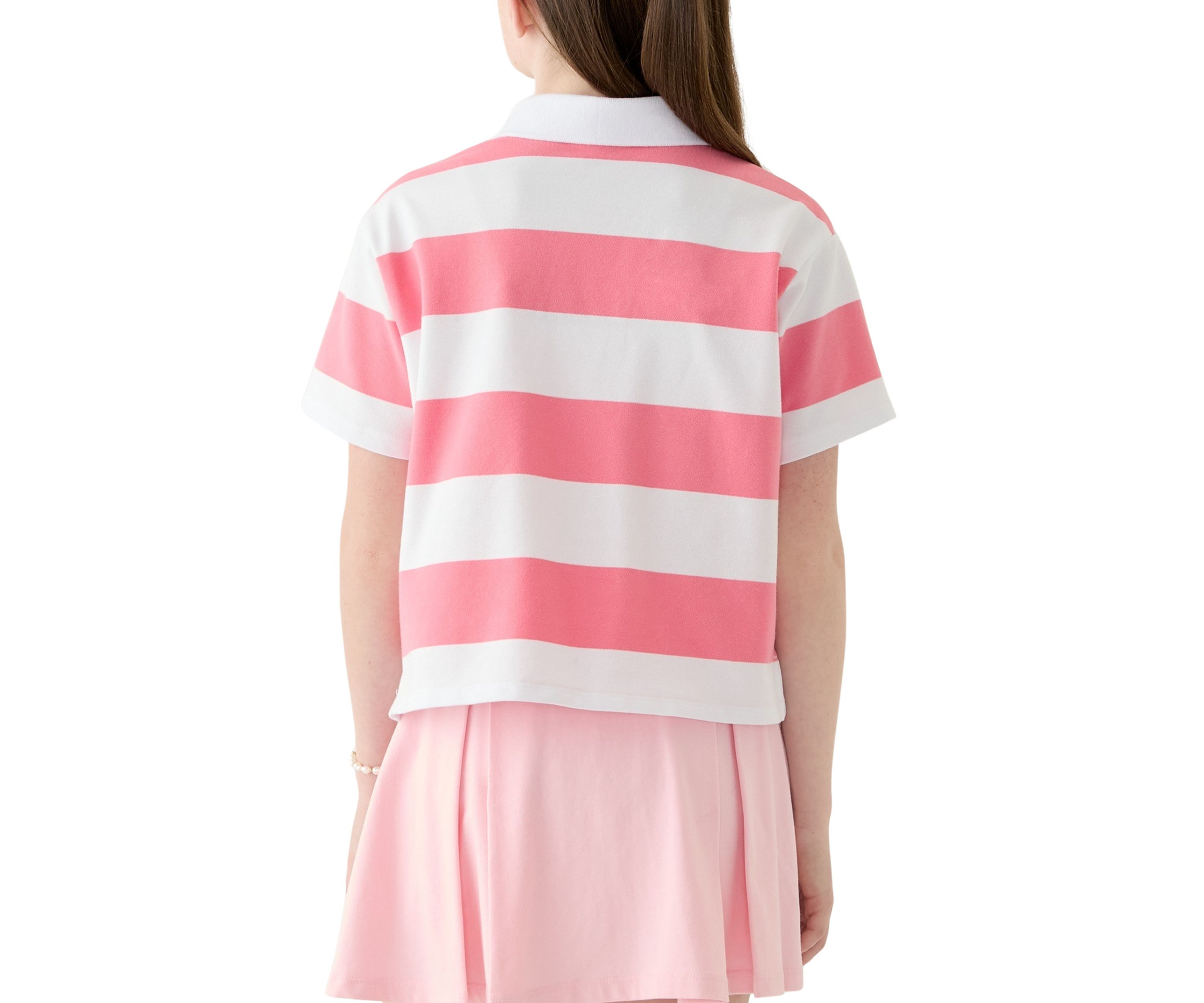 Girls 7-16 Yarn Dyed Stripe Short Sleeve Polo Top