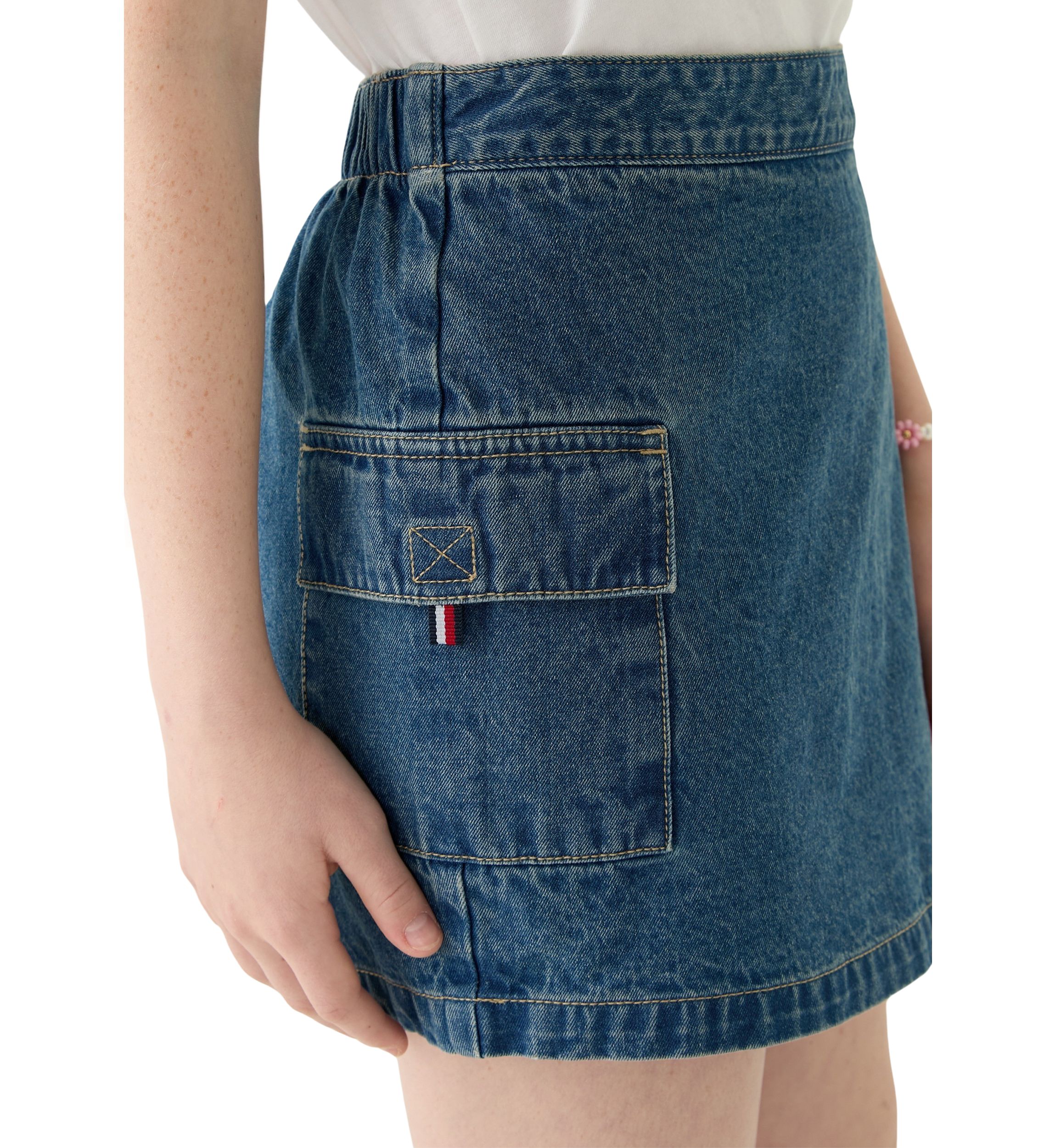 Girls 7-16 Denim Wrap Cargo Skort