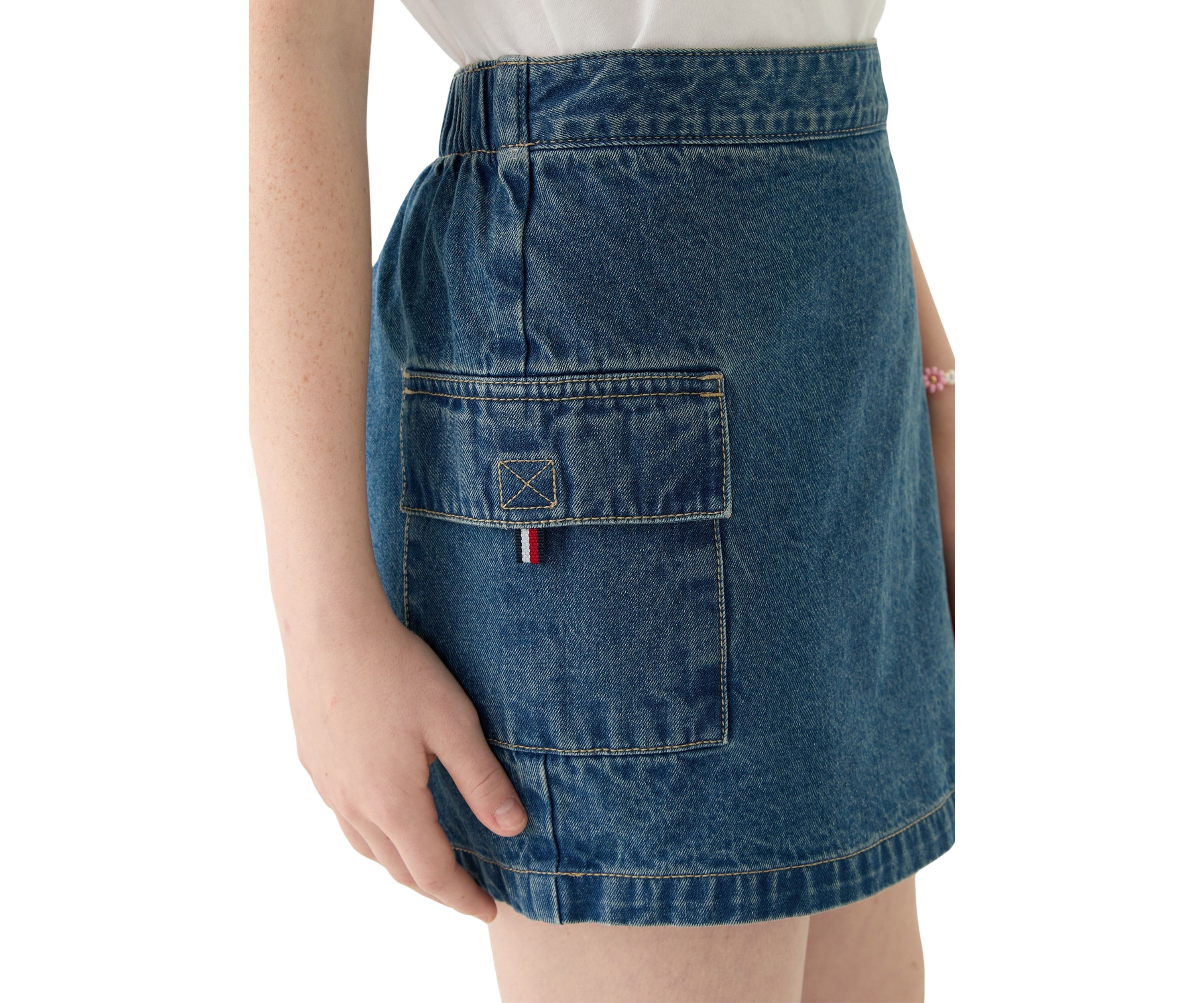 Girls 7-16 Denim Wrap Cargo Skort