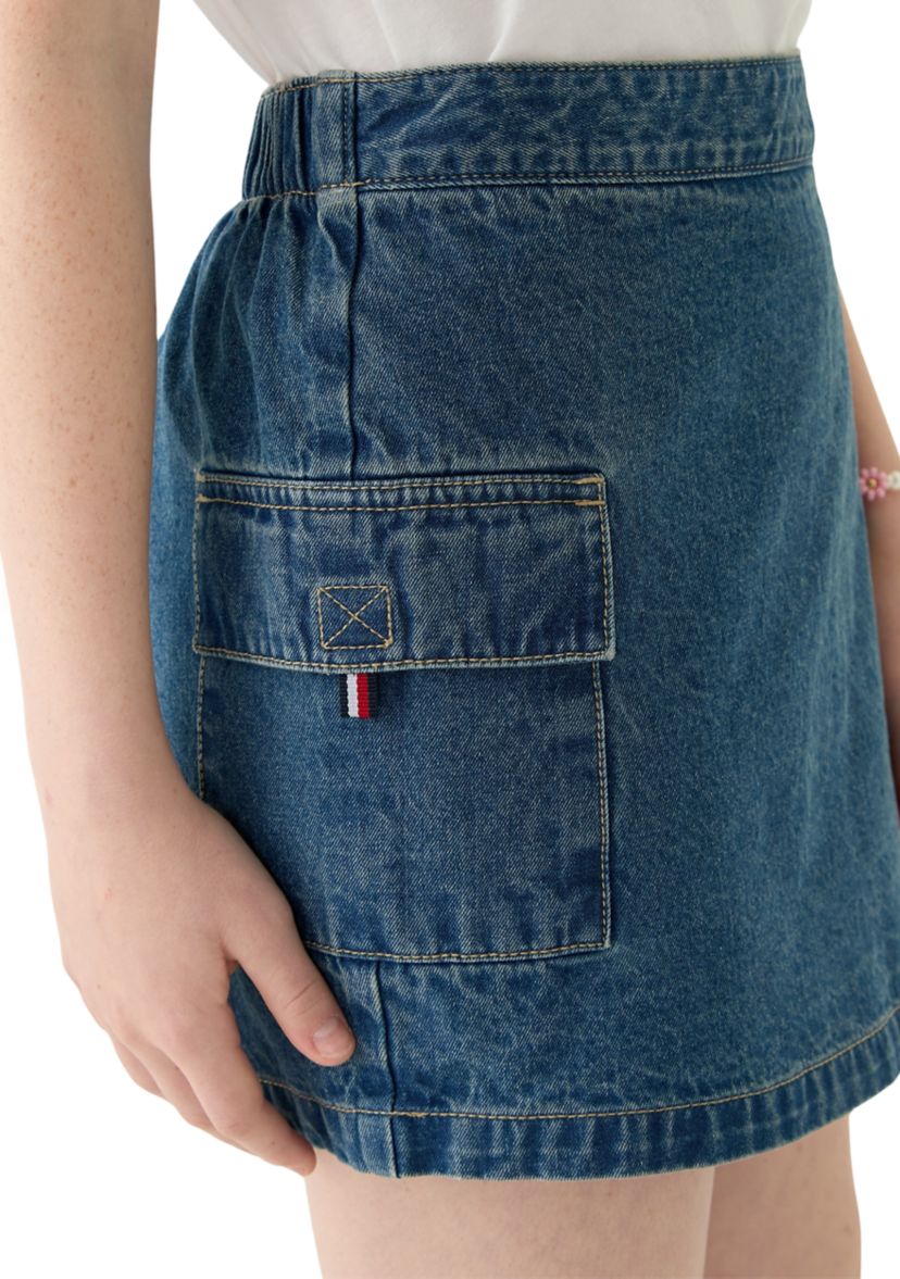 Girls 7-16 Denim Wrap Cargo Skort