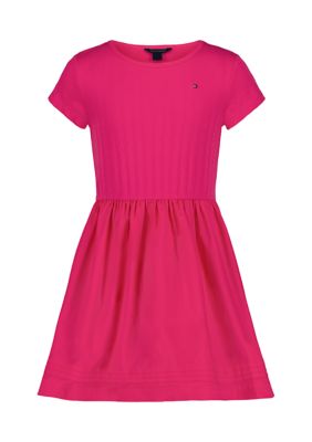 Tommy Hilfiger Girls 7-16 Knit Top to Woven Dress, Raspberry