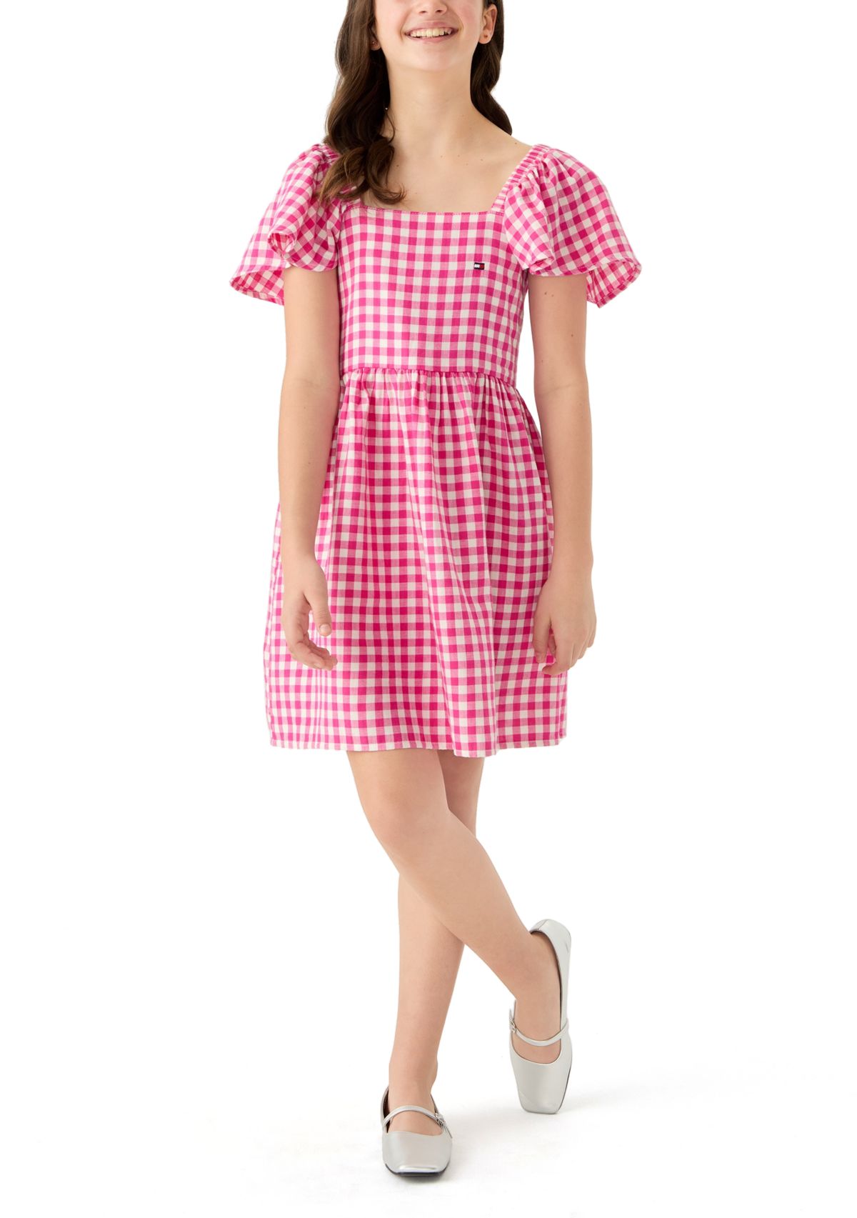 Girls 7-16 Gingham Shirtdress 