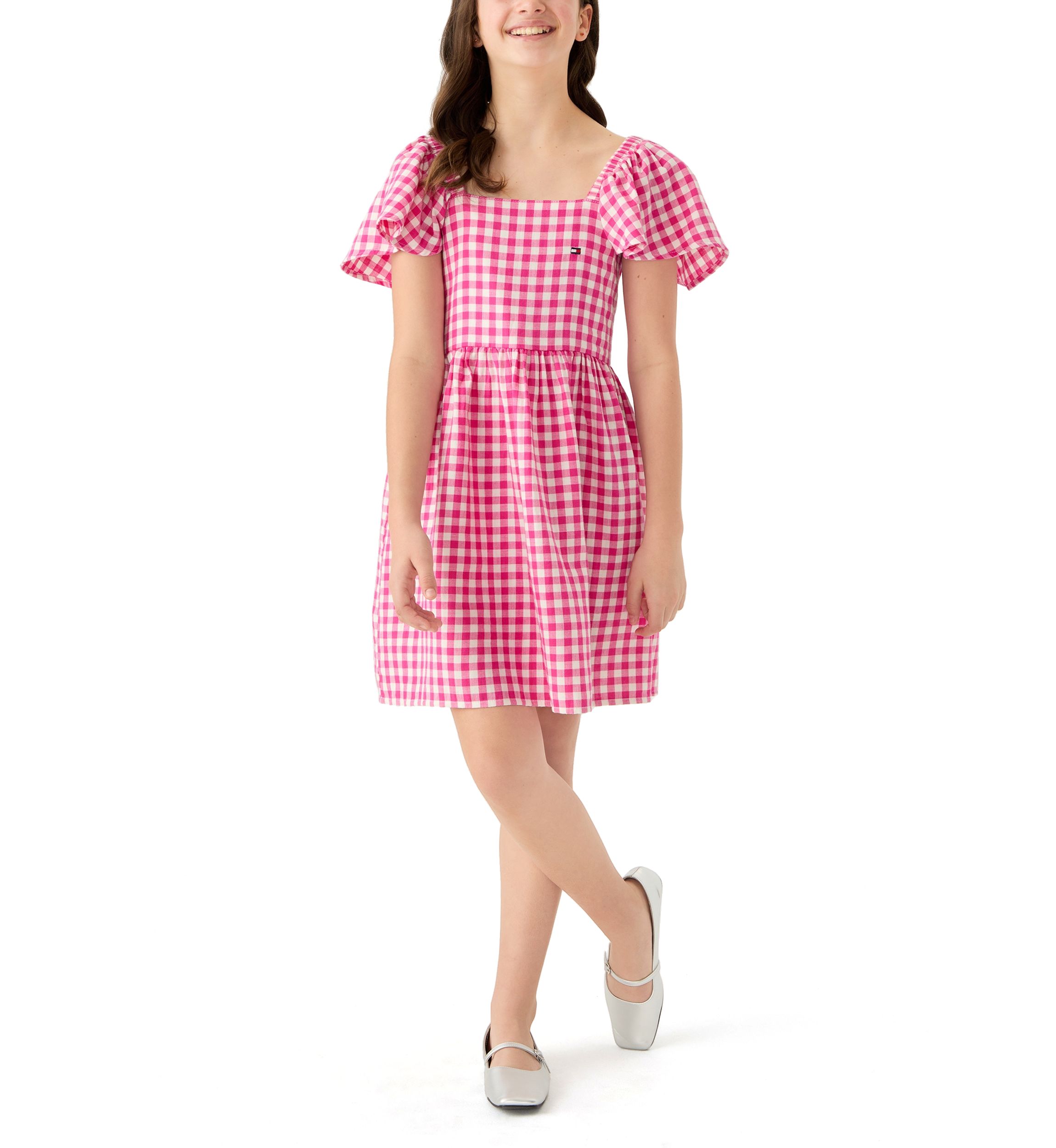 Girls 7-16 Gingham Shirtdress 