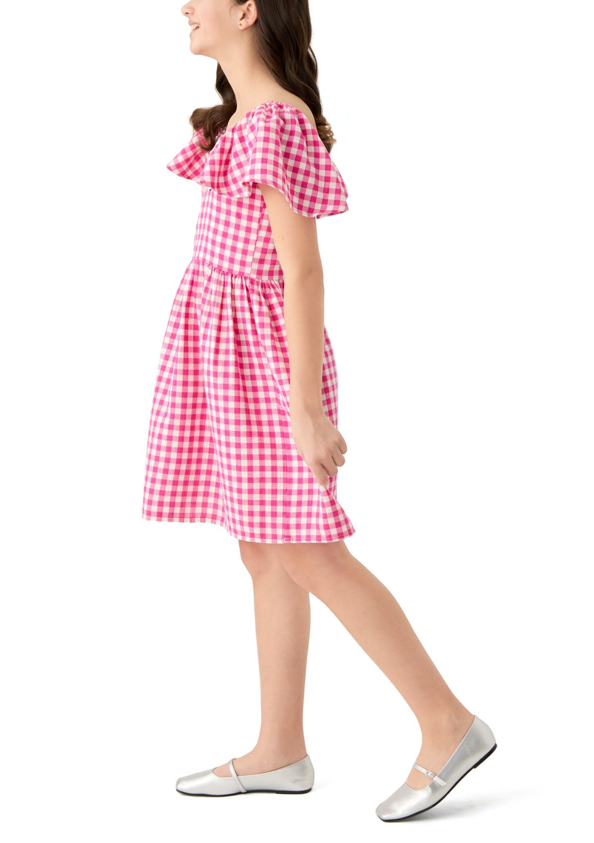 Girls 7-16 Gingham Shirtdress 