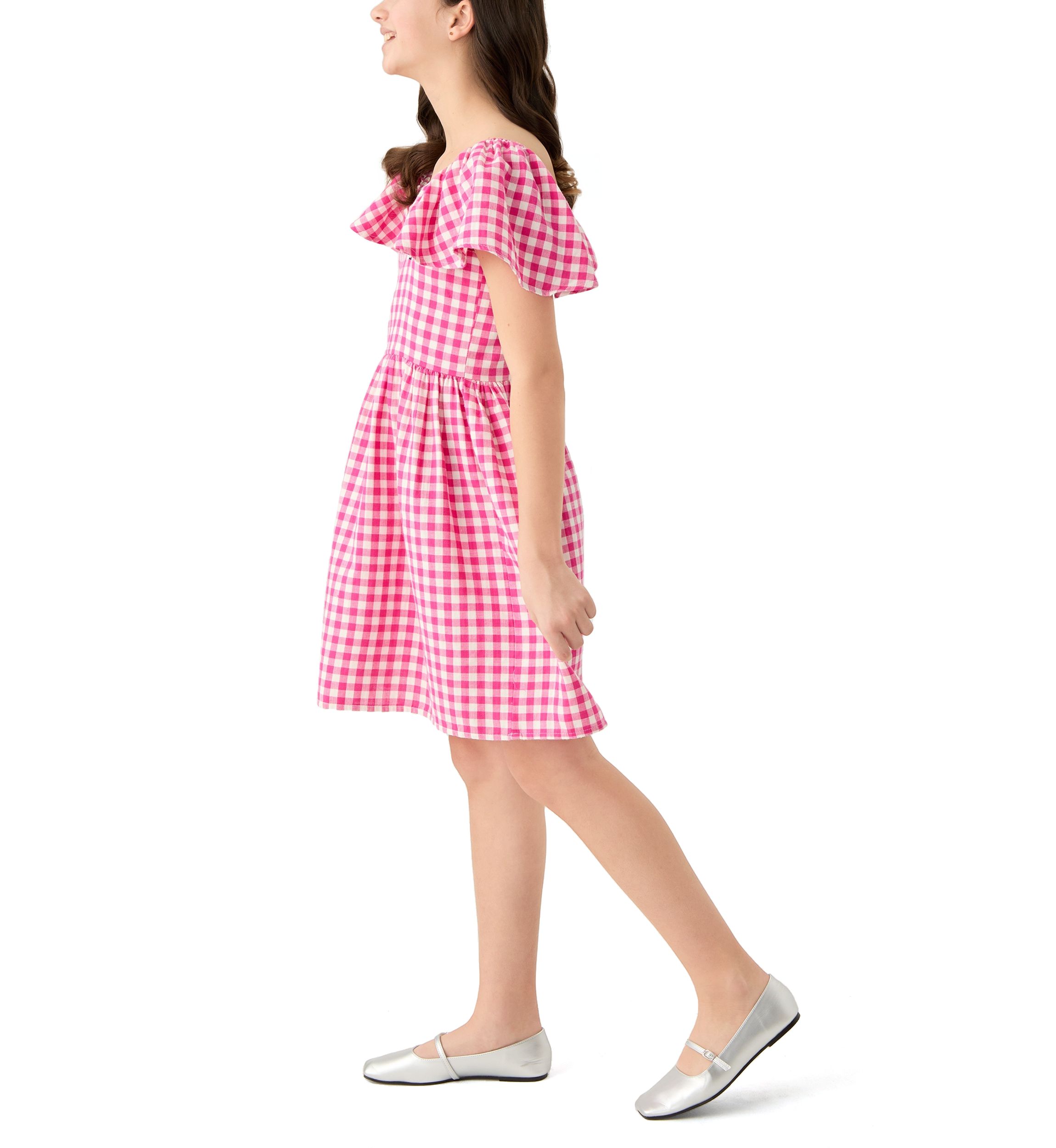 Girls 7-16 Gingham Shirtdress 