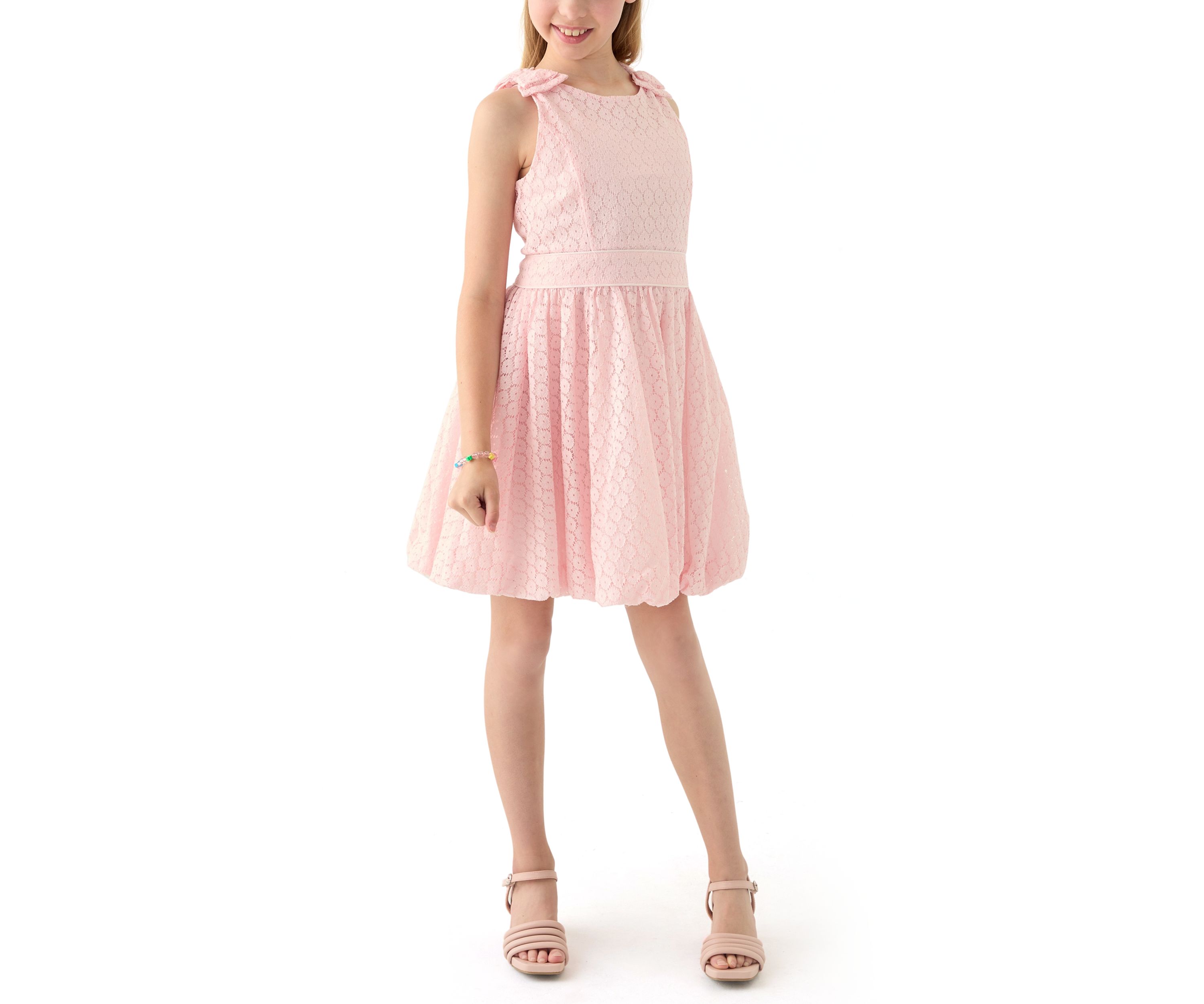 Girls 7-16 Sleeveless Lace Bubble Dress