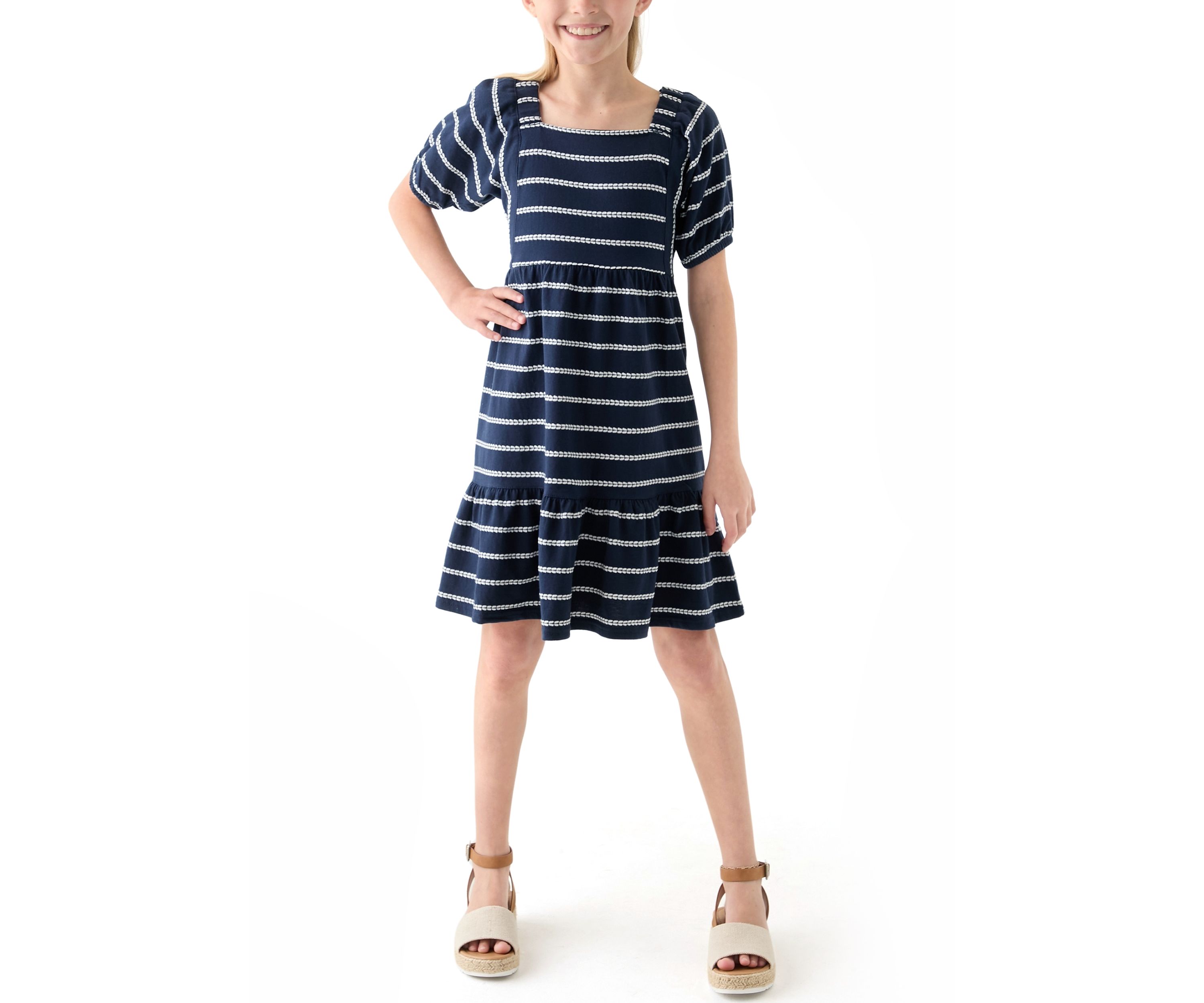 Girls 7-16 Rope Stripe Tiered Dress