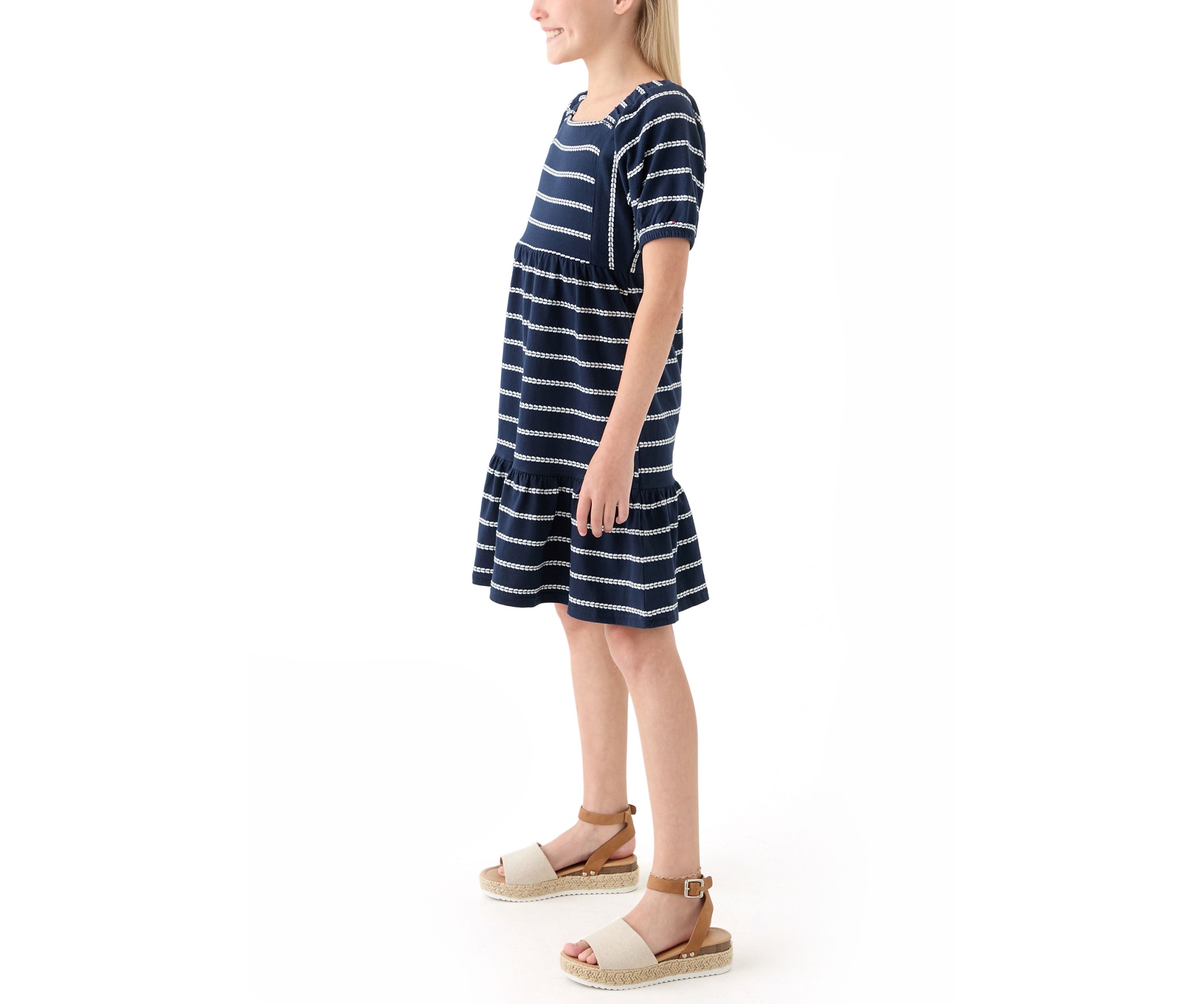 Girls 7-16 Rope Stripe Tiered Dress