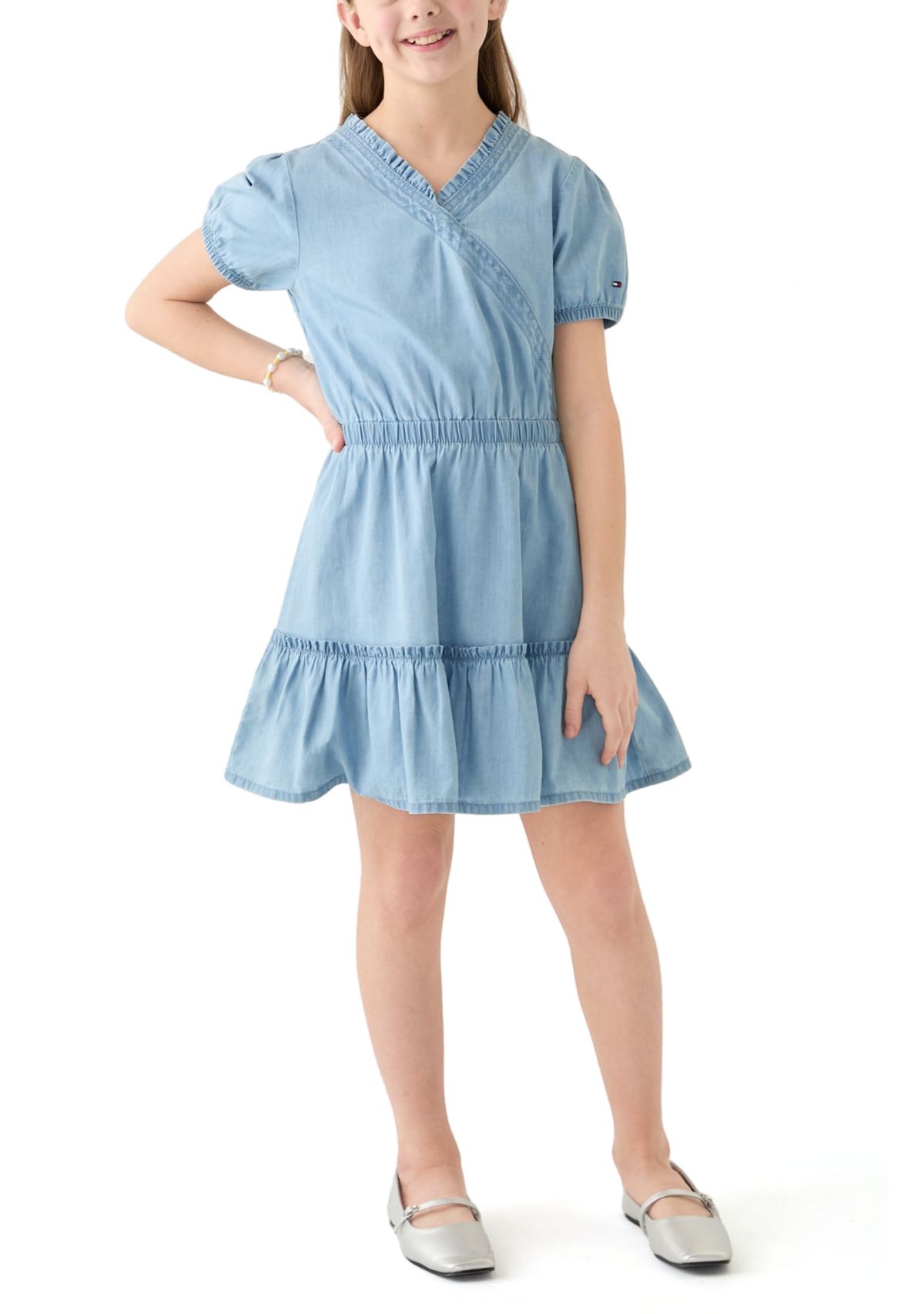 Girls 7-16 Puff Sleeve Dress