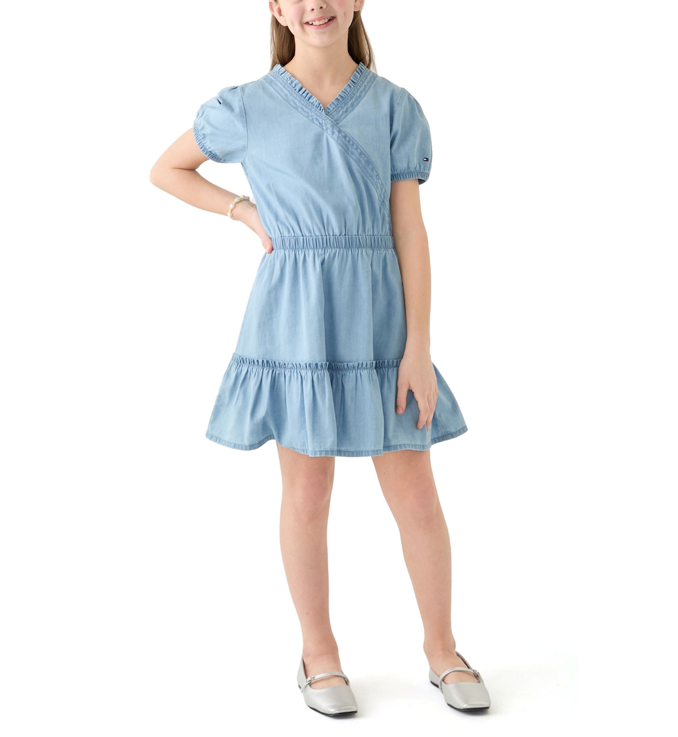 Girls 7-16 Puff Sleeve Dress
