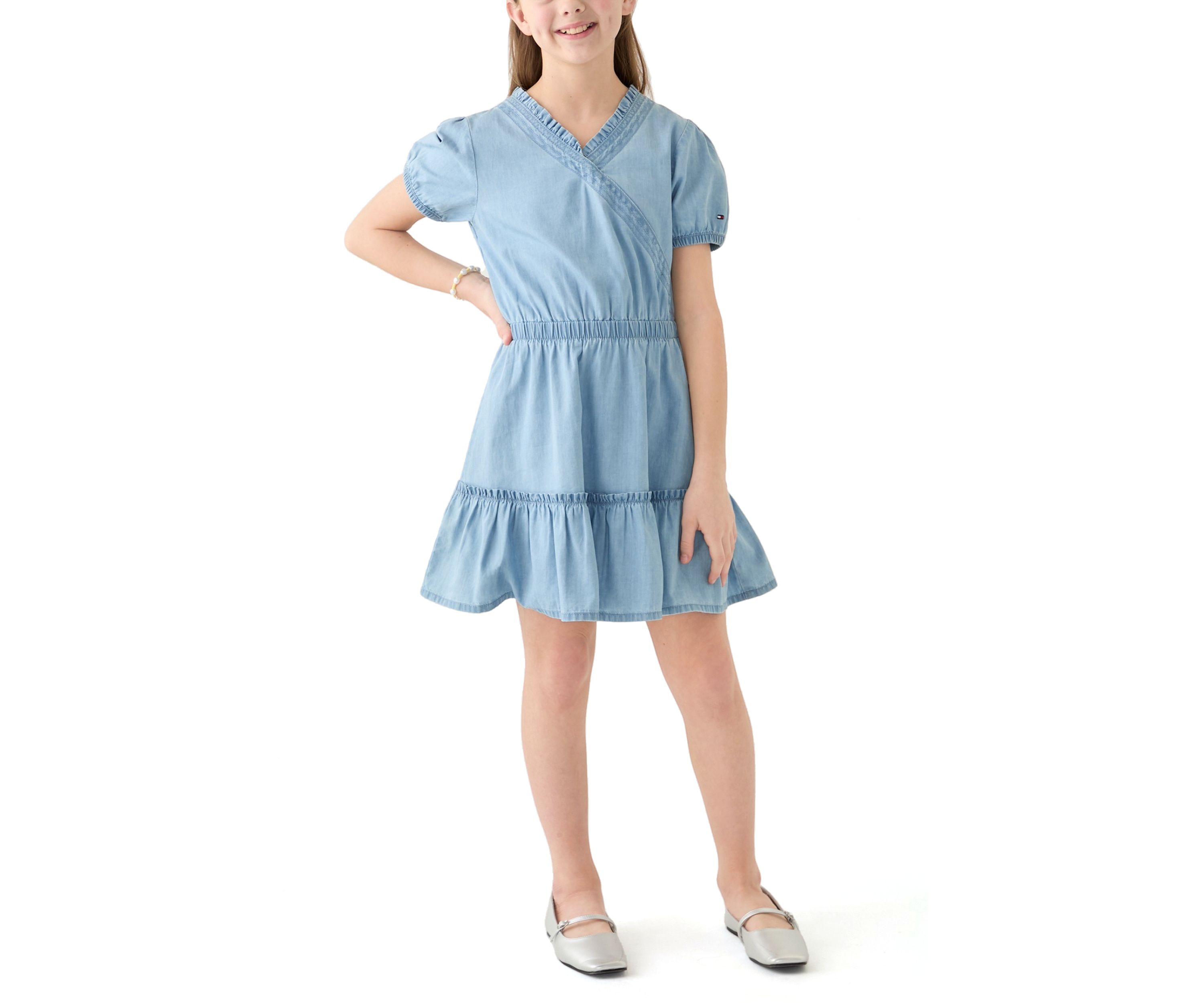 Girls 7-16 Puff Sleeve Dress