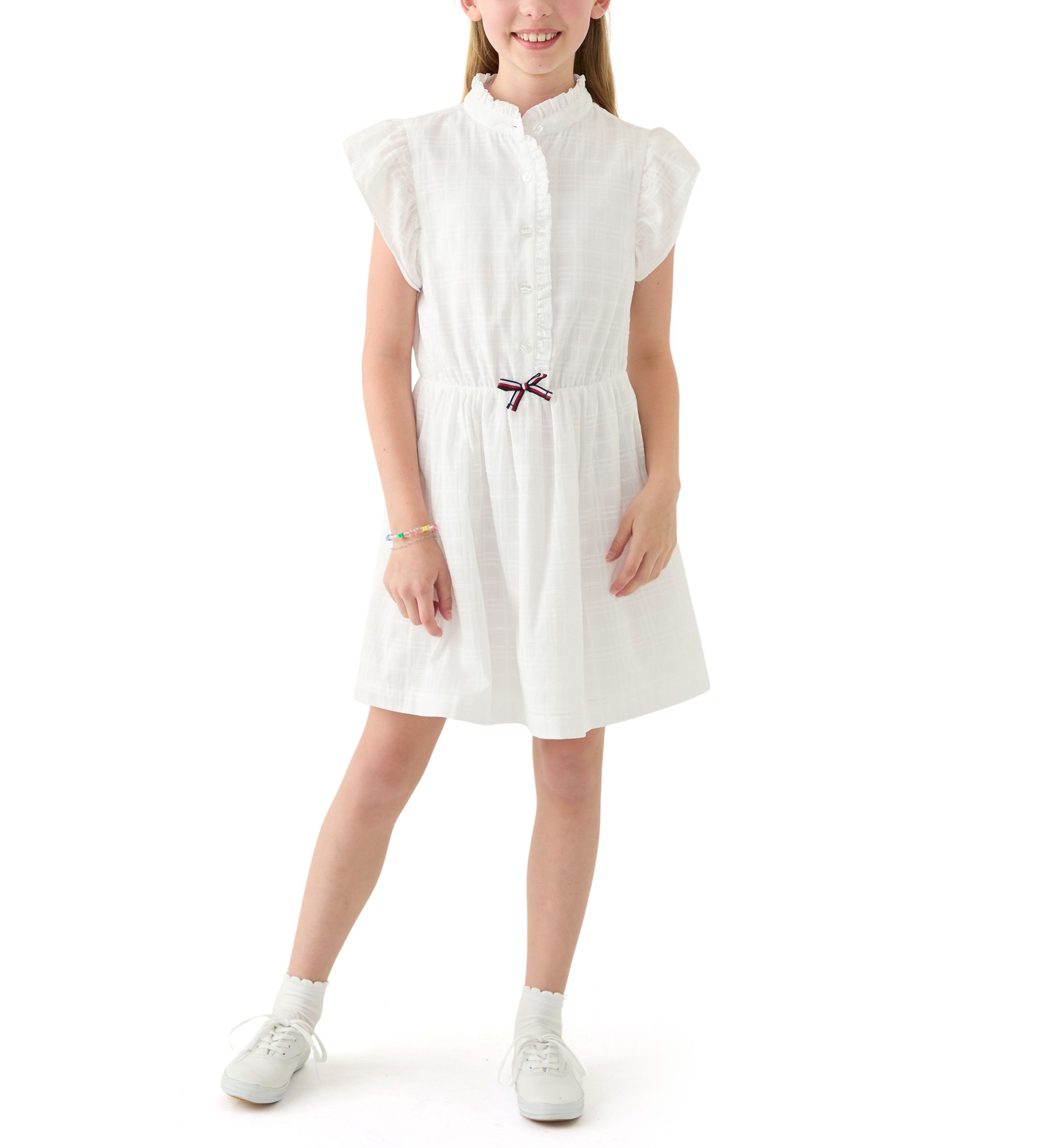 Girls 7-16 Dobby Short Sleeve Shirtdress