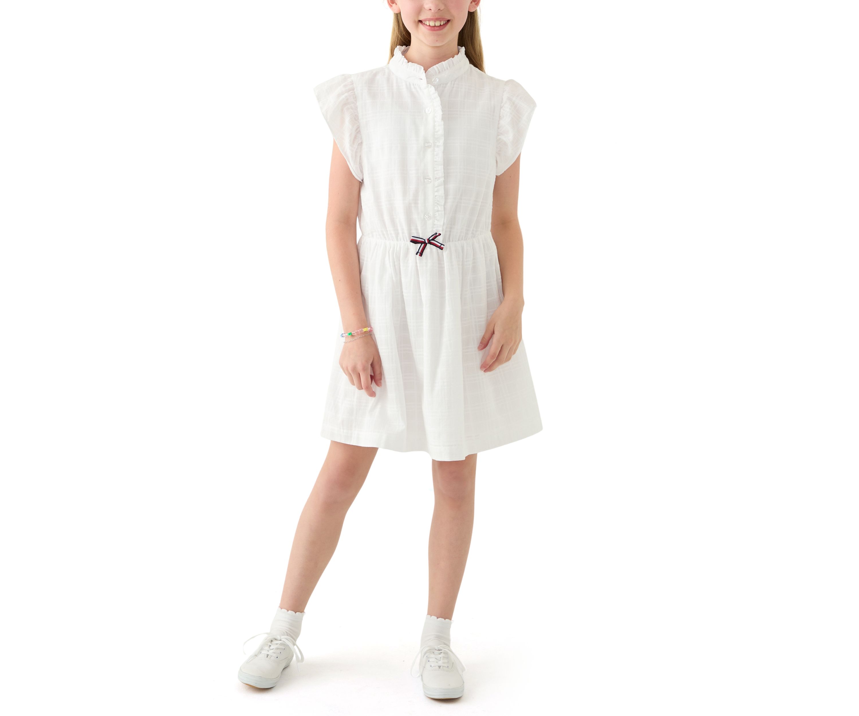 Girls 7-16 Dobby Short Sleeve Shirtdress