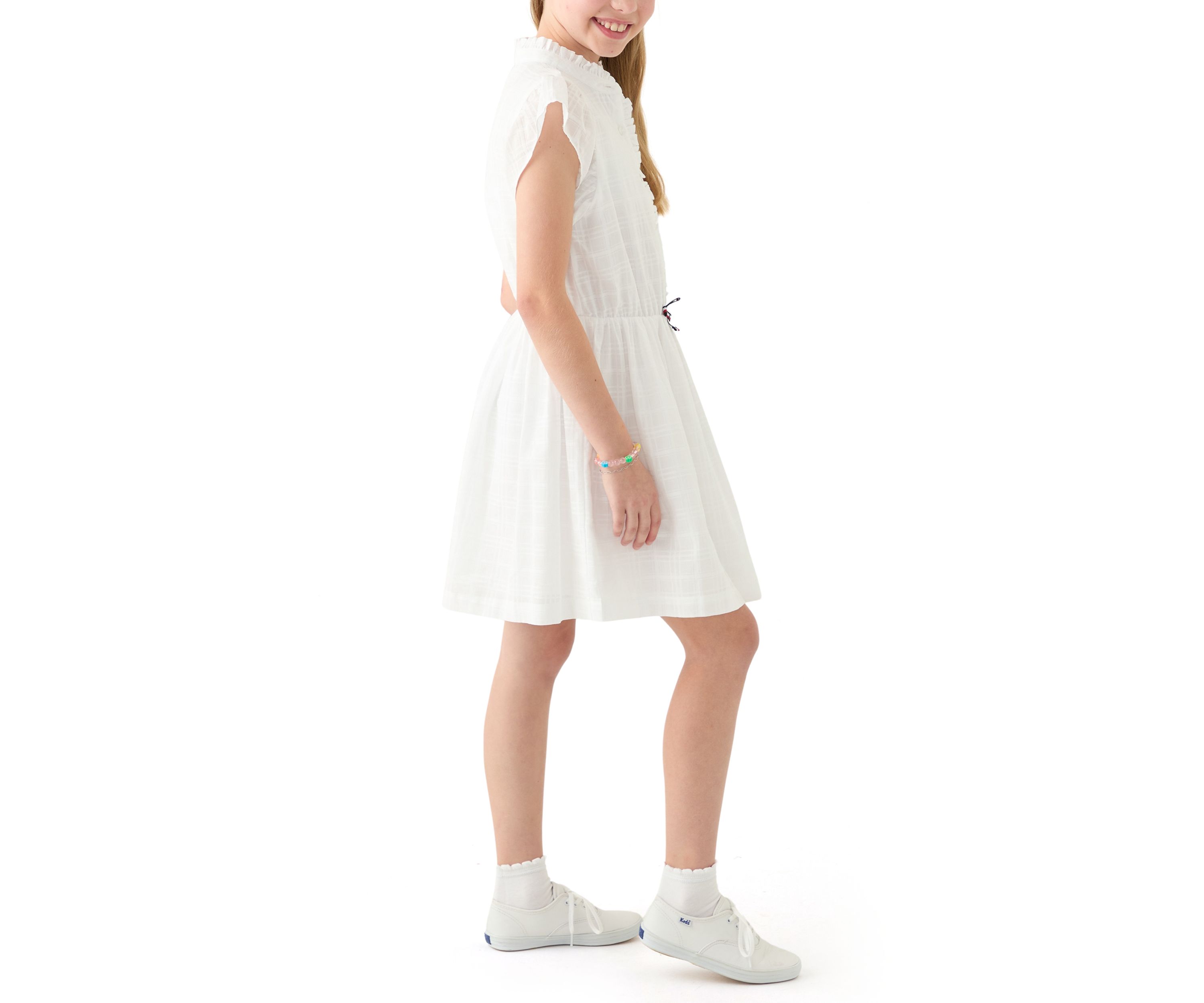 Girls 7-16 Dobby Short Sleeve Shirtdress
