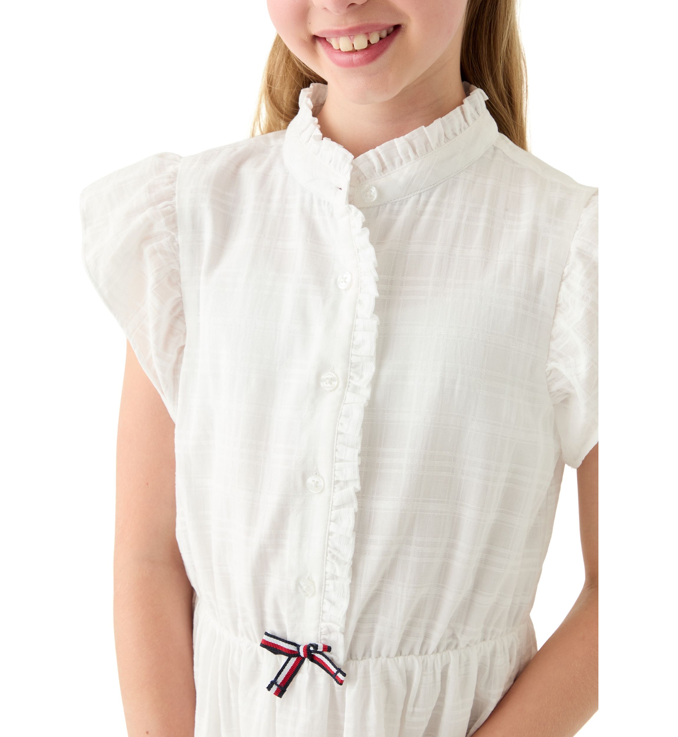 Girls 7-16 Dobby Short Sleeve Shirtdress