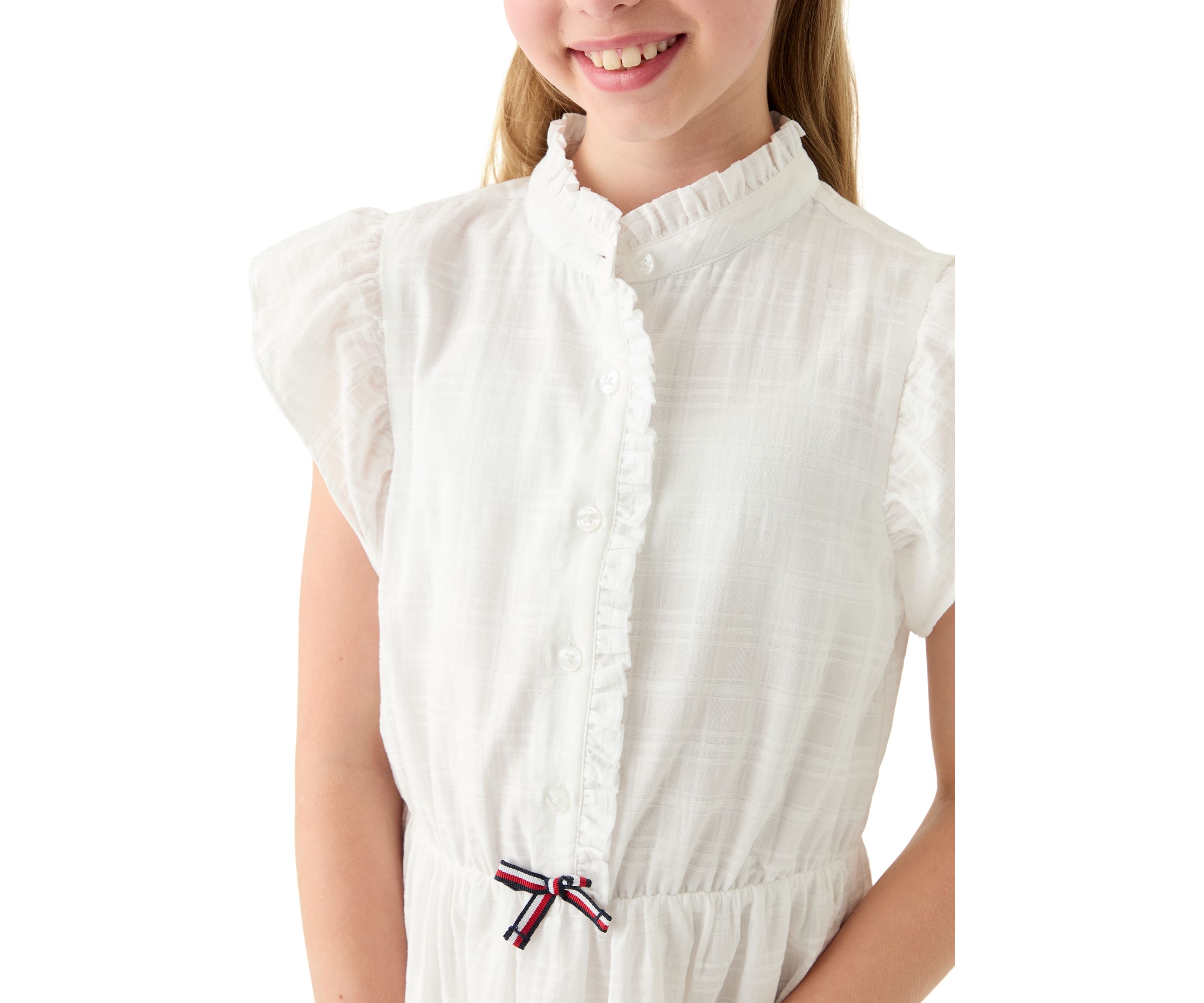 Girls 7-16 Dobby Short Sleeve Shirtdress