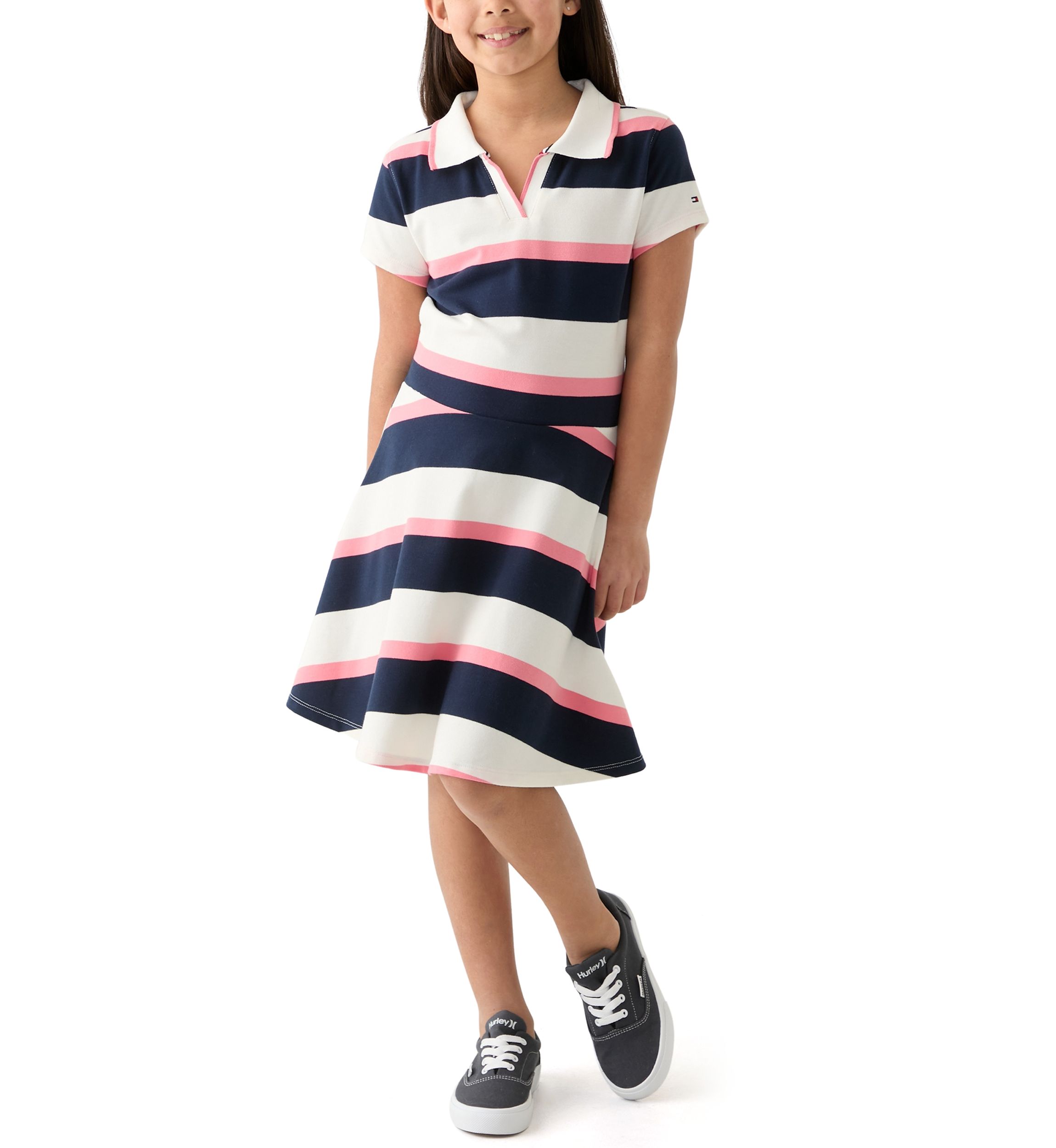 Girls 7-16 Yarn Dye Stripe Polo Dress