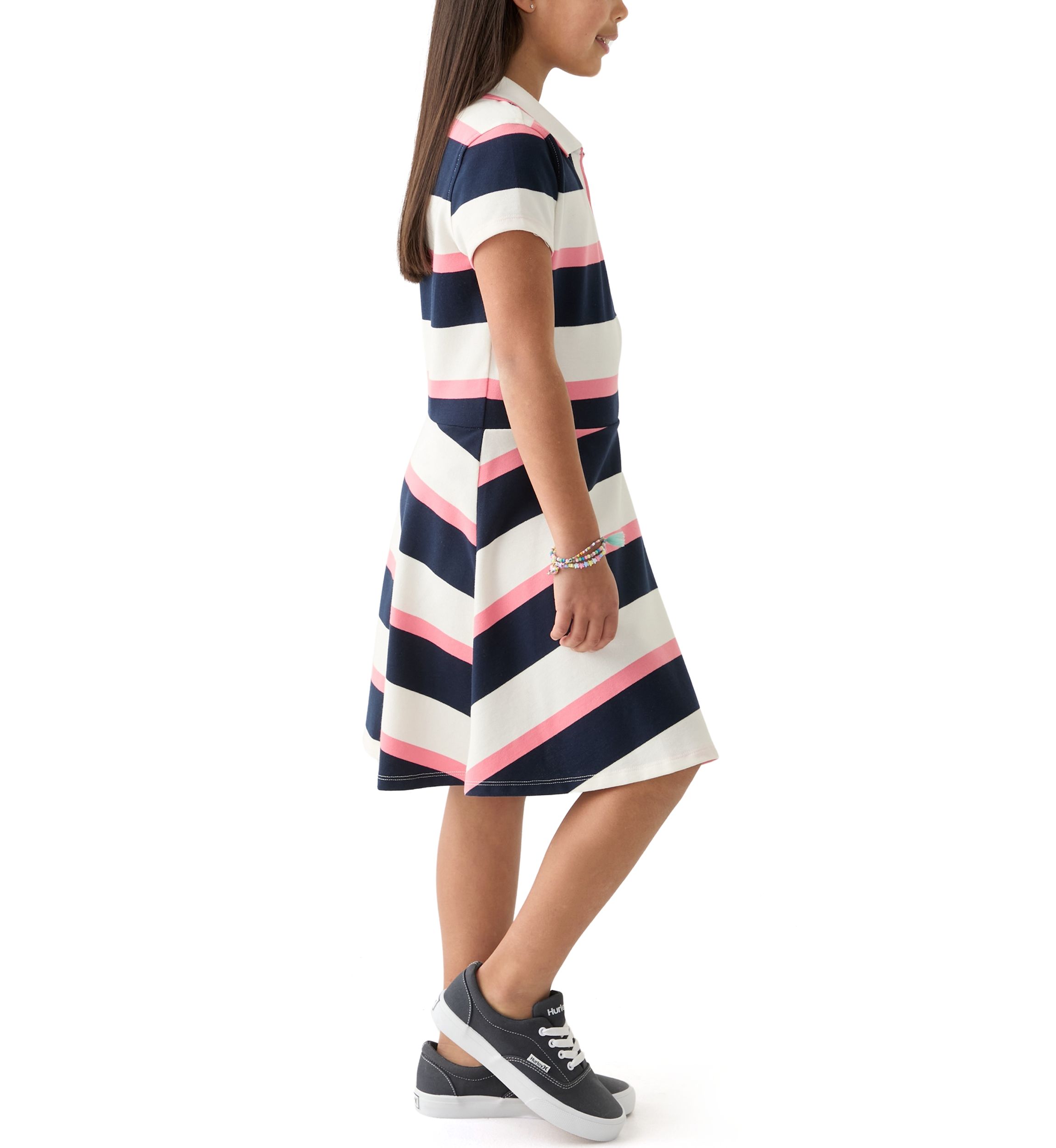 Girls 7-16 Yarn Dye Stripe Polo Dress