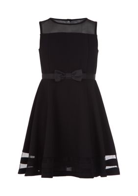 Calvin Klein Girls 4-6X Illusion Mesh Dress, Black, 5