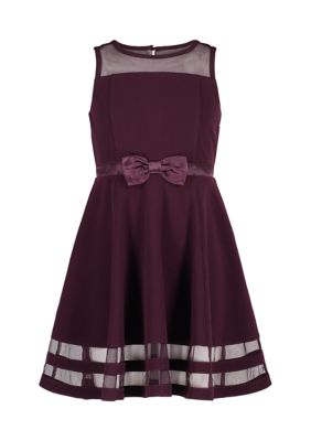 Calvin Klein Girls 4-6X Illusion Mesh Dress, Purple