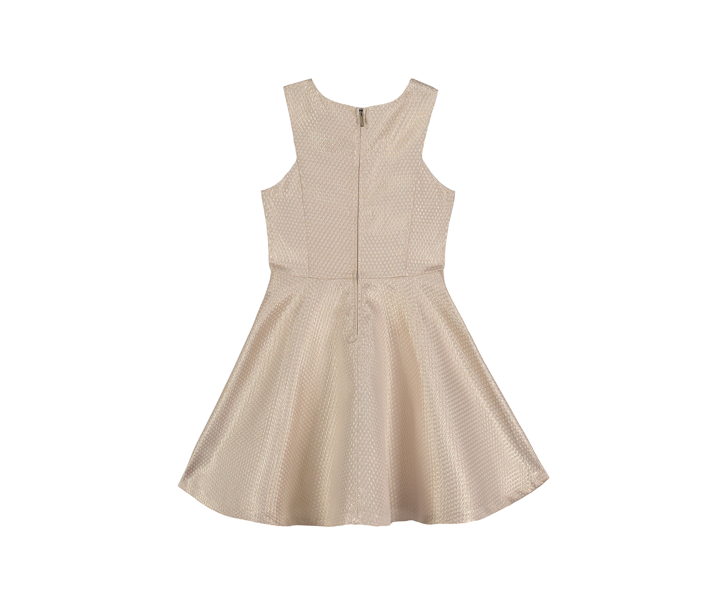 Girls 7-16 Gold Metallic Jacquard Dress