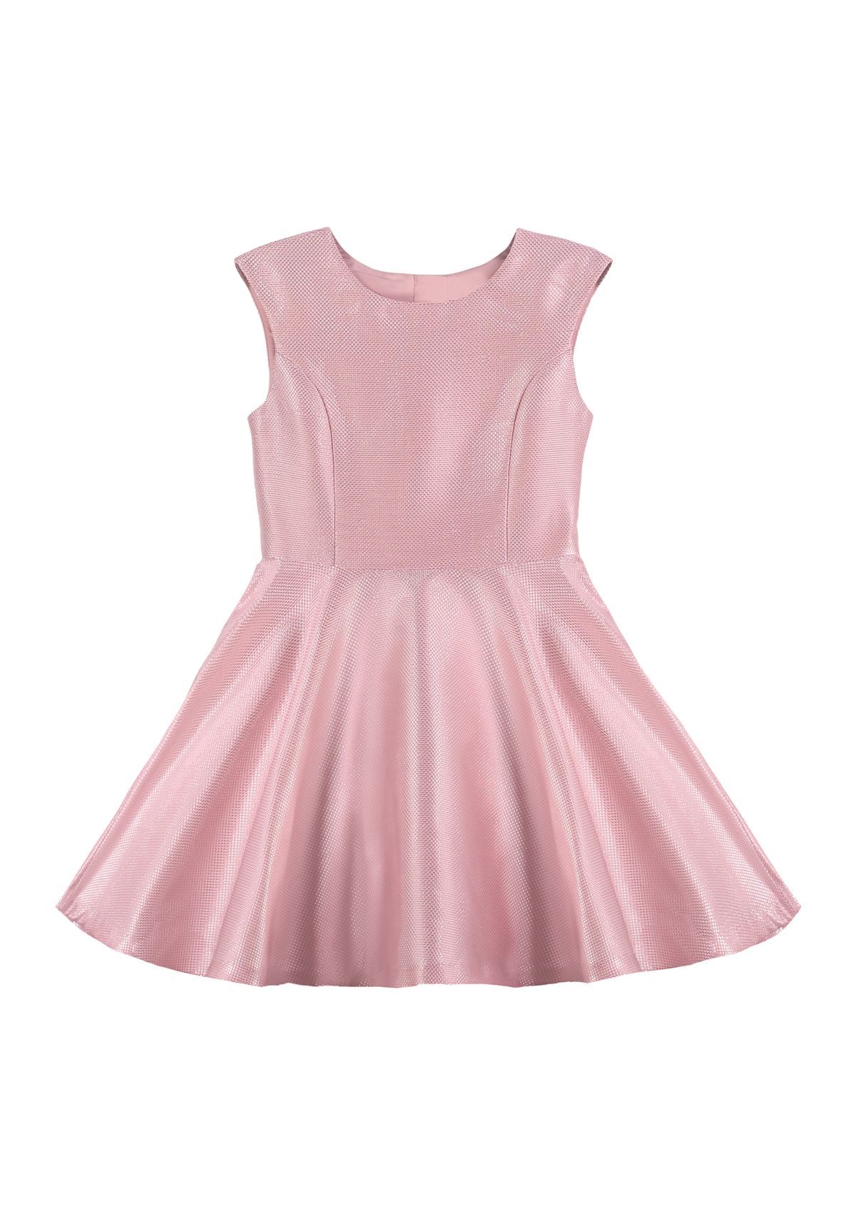 Girls 7-16 Pink and Silver Lurex Woven Dress