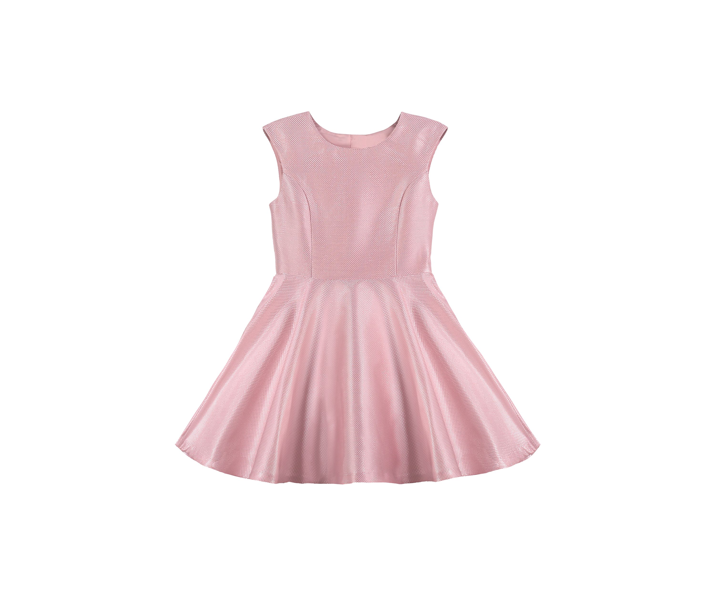 Girls 7-16 Pink and Silver Lurex Woven Dress
