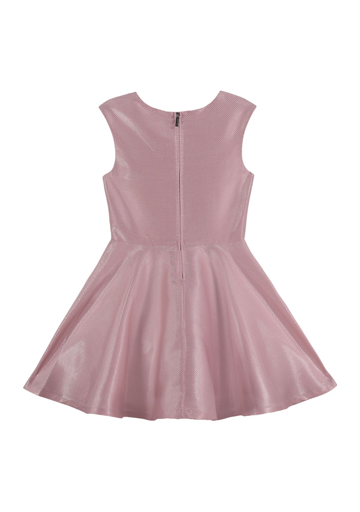 Girls 7-16 Pink and Silver Lurex Woven Dress