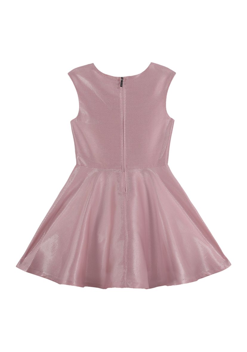 Girls 7-16 Pink and Silver Lurex Woven Dress