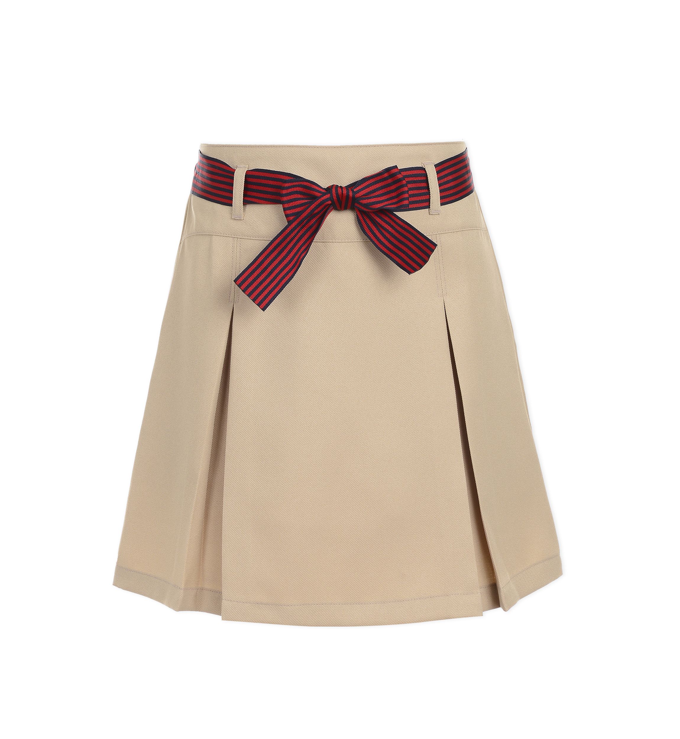 Girls 7-16 Pleated Scooter Skort with Striped Bow