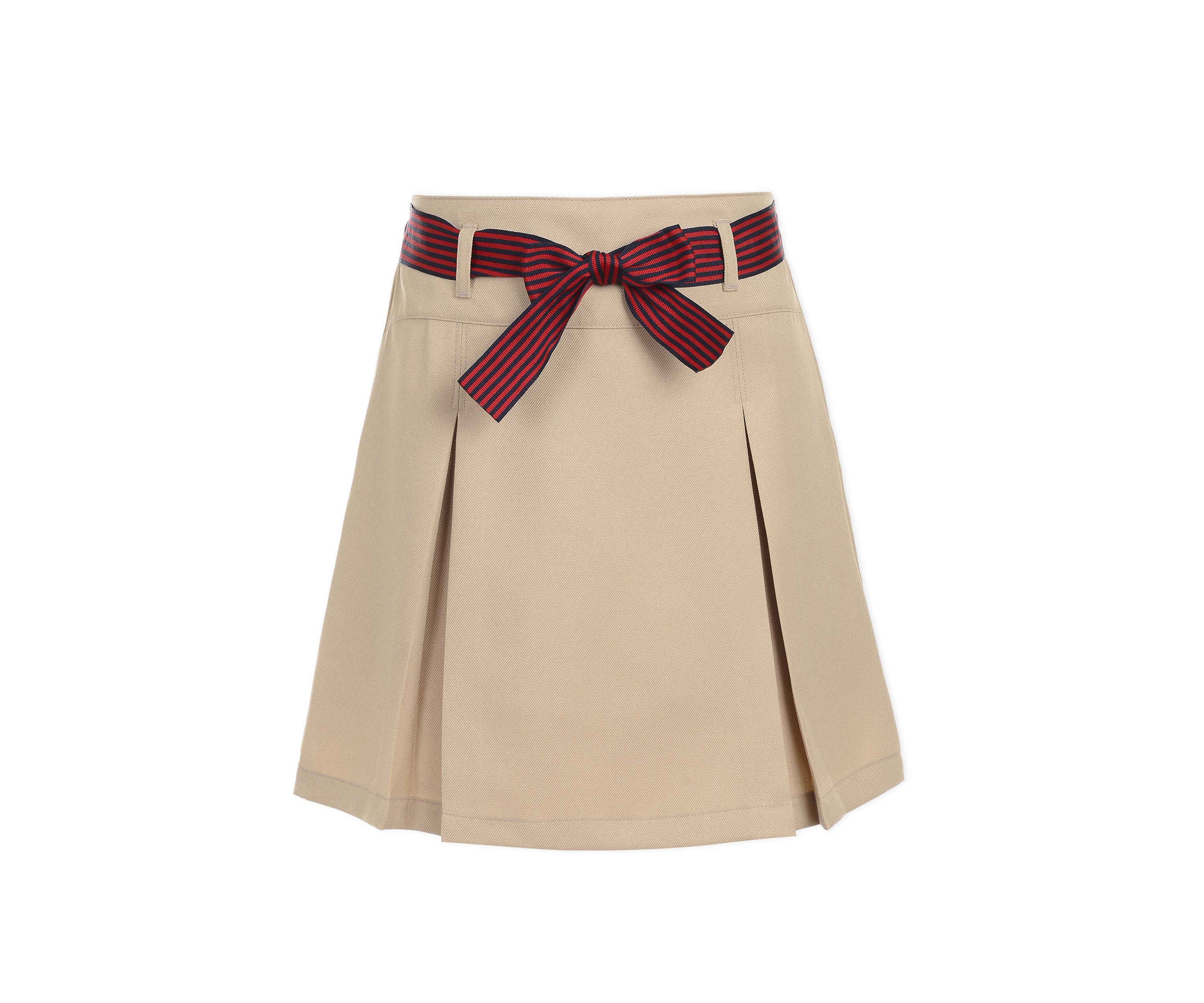 Girls 7-16 Pleated Scooter Skort with Striped Bow