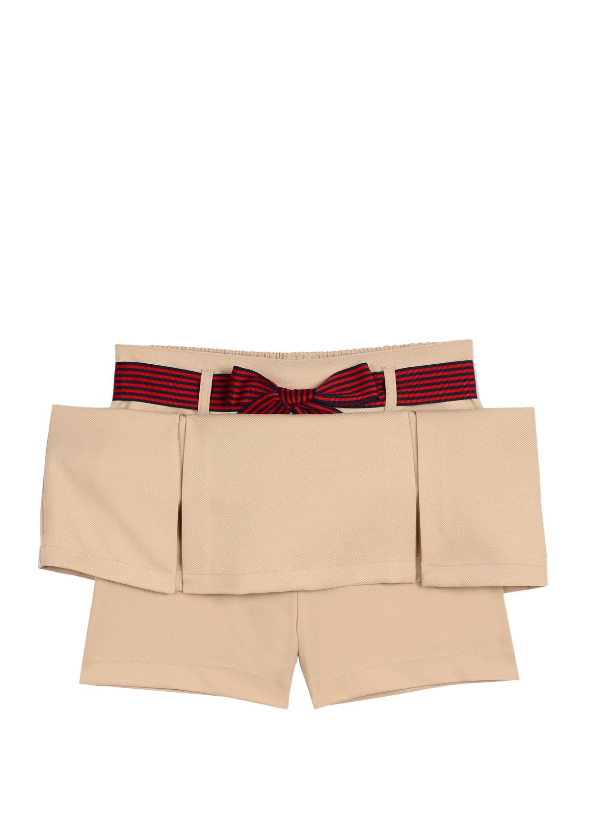 Girls 7-16 Pleated Scooter Skort with Striped Bow