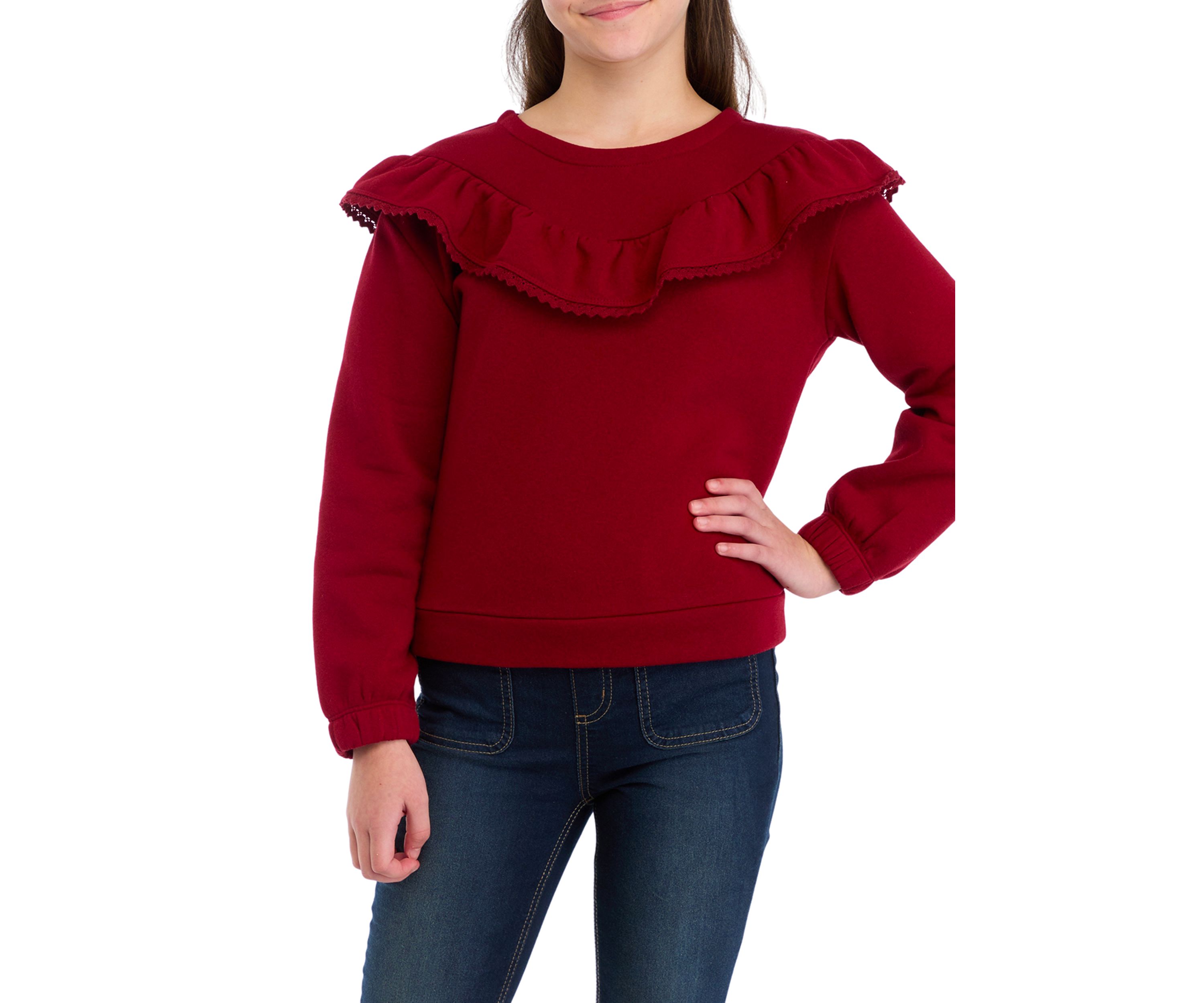 Girls 7-16 Ruffle Fleece Sweatshirt