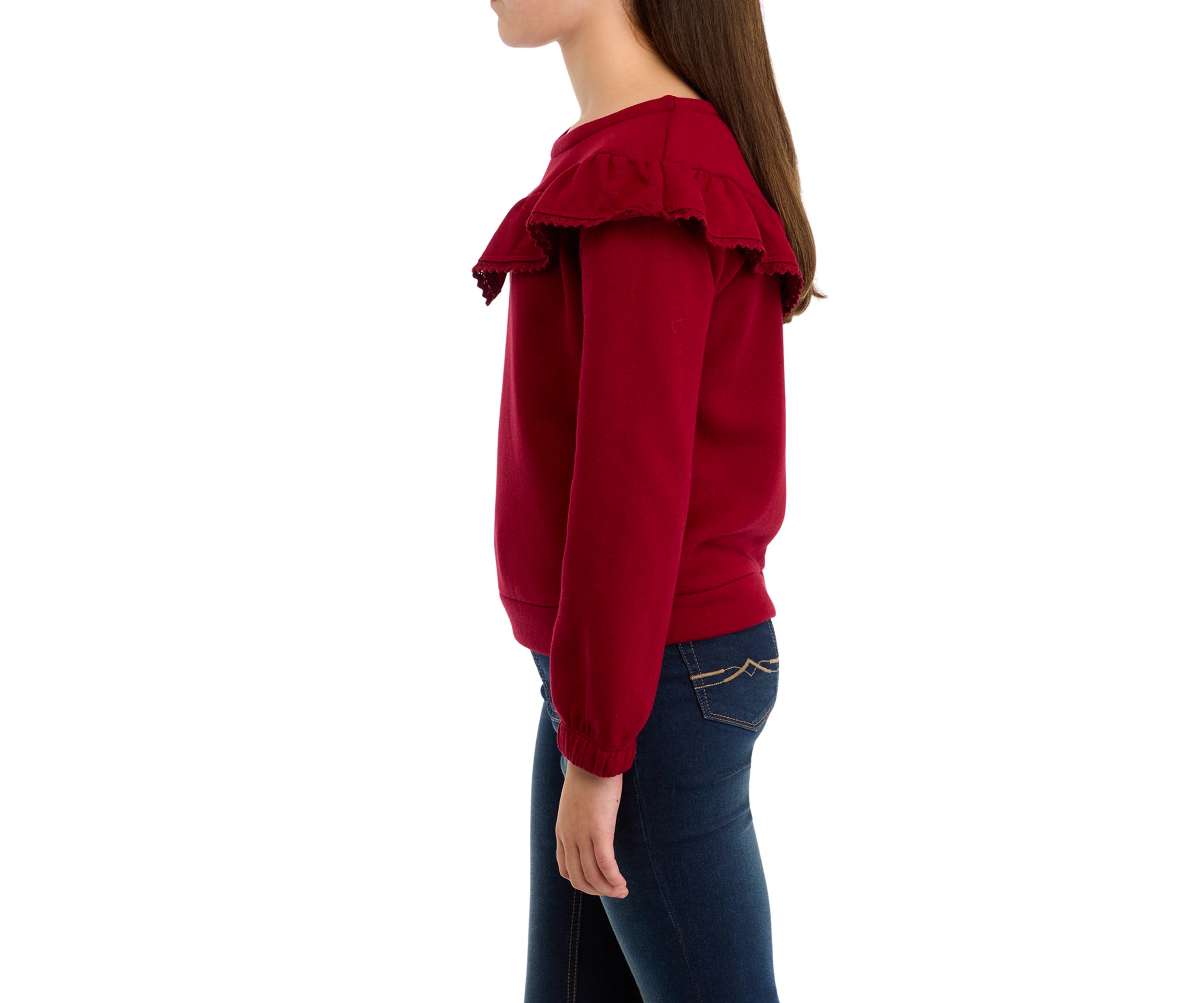 Girls 7-16 Ruffle Fleece Sweatshirt