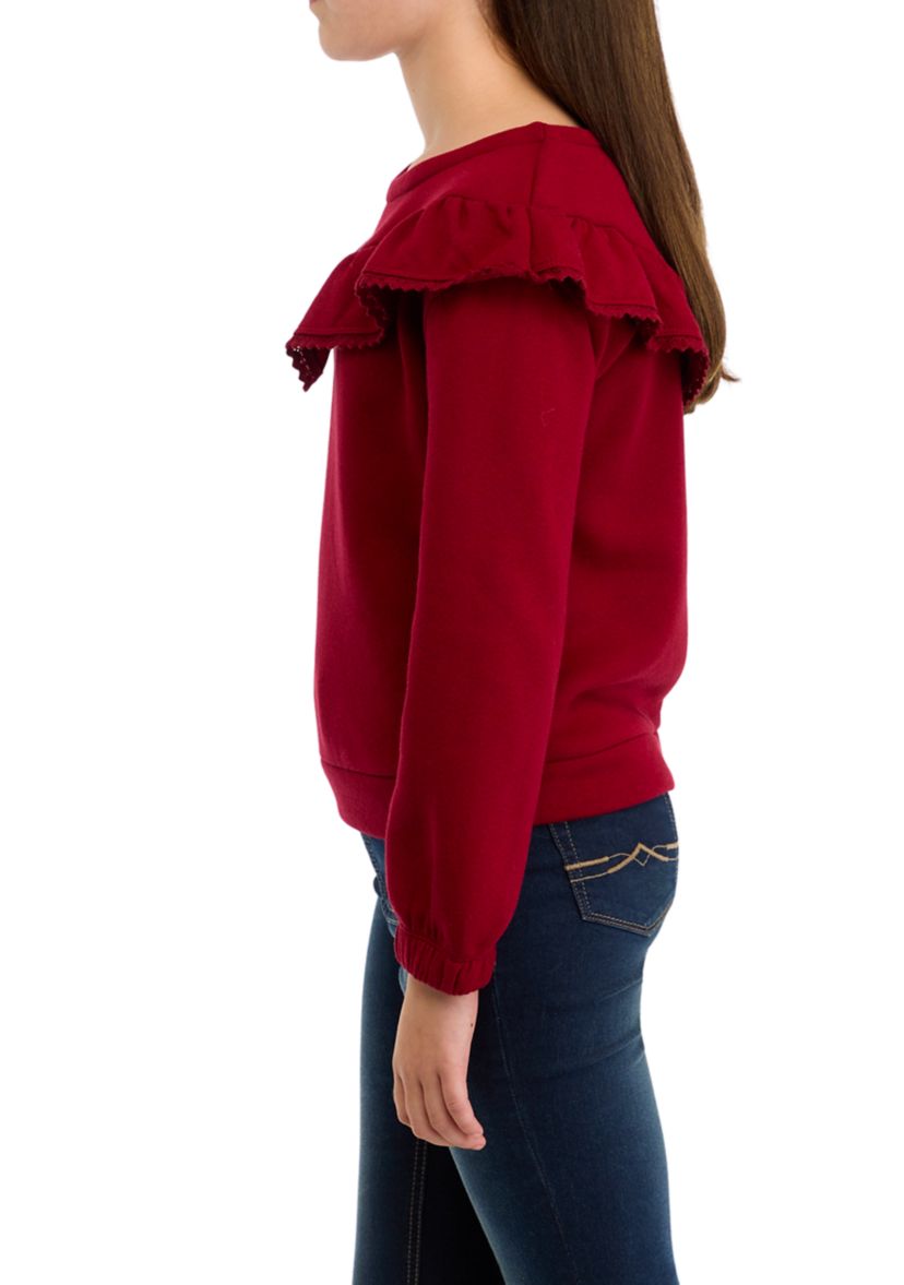 Girls 7-16 Ruffle Fleece Sweatshirt